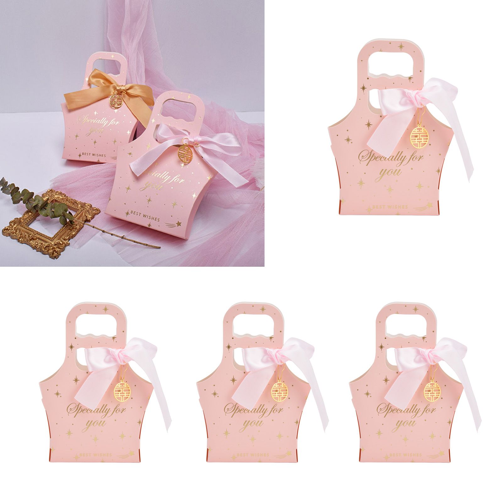 50Set Innovative Candy Box Paper Candy Bags with Ribbons for Christmas Parties view 11