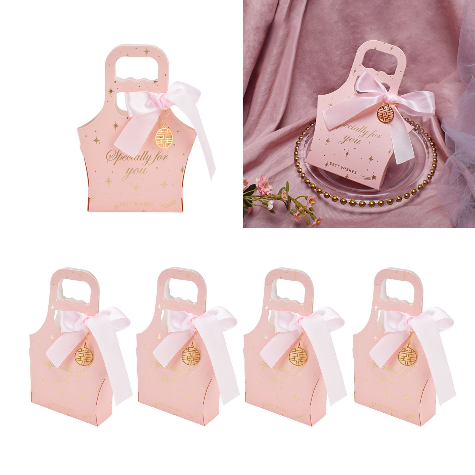 50Set Innovative Candy Box Paper Candy Bags with Ribbons for Christmas Parties view 12
