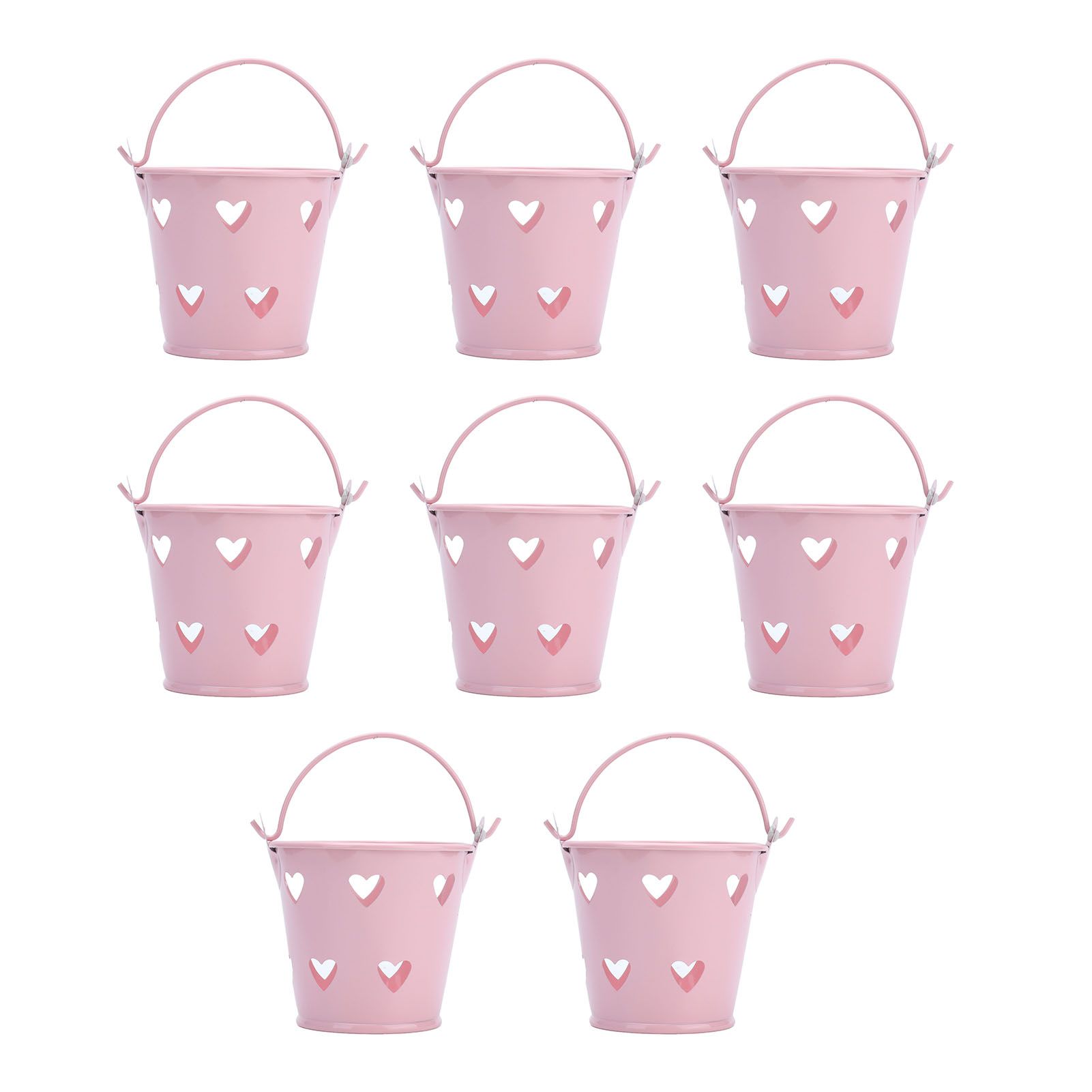 12pcs Mini Metal Bucket Hollow Heart Shaped Bucket with Handle for Candies view 2