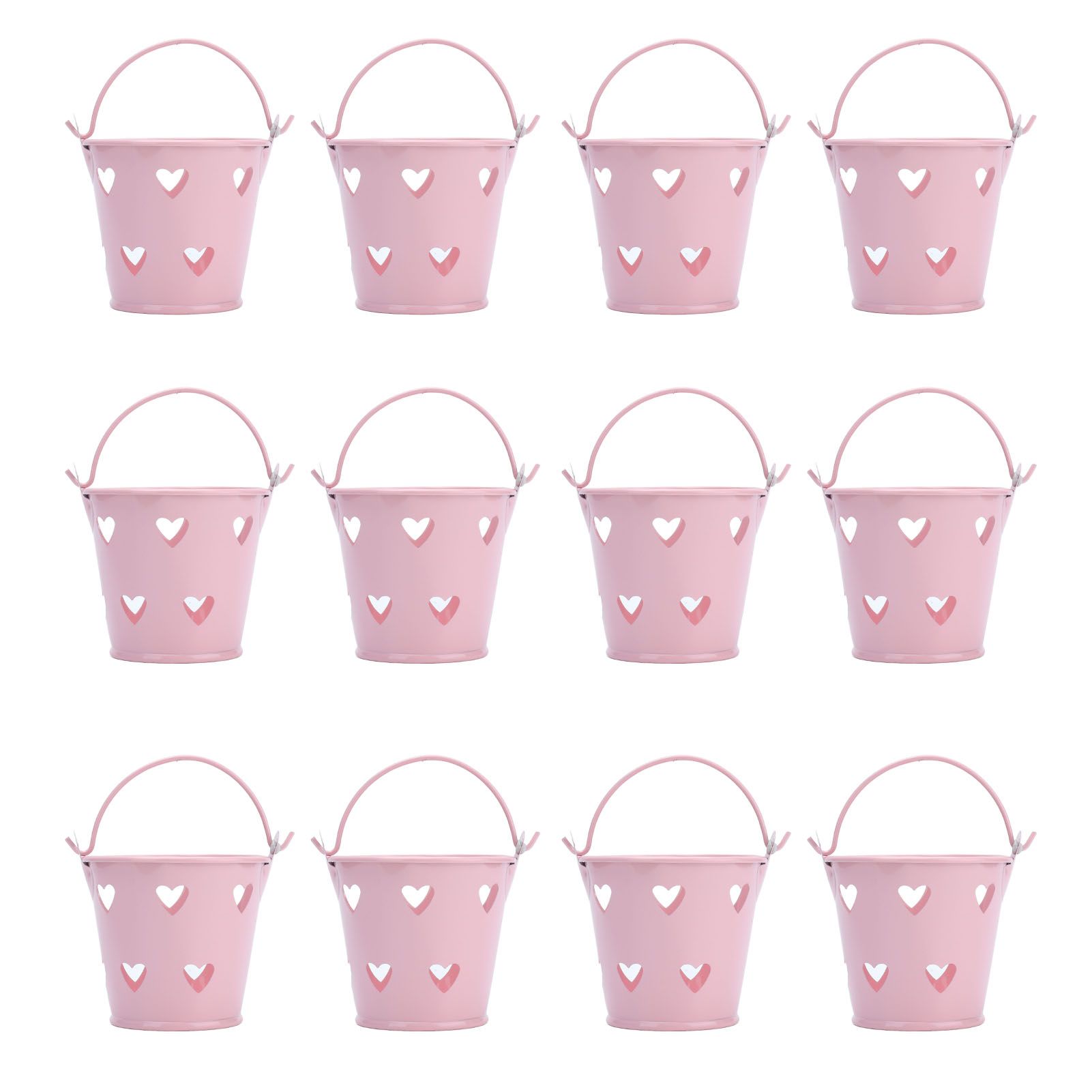 12pcs Mini Metal Bucket Hollow Heart Shaped Bucket with Handle for Candies view 5
