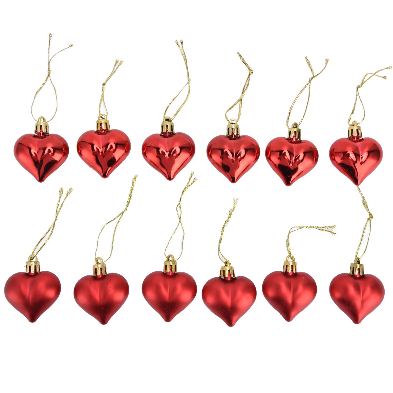 12pcs Christmas Ornament Heart Shape PVC Christmas Tree Hanging Decorations
