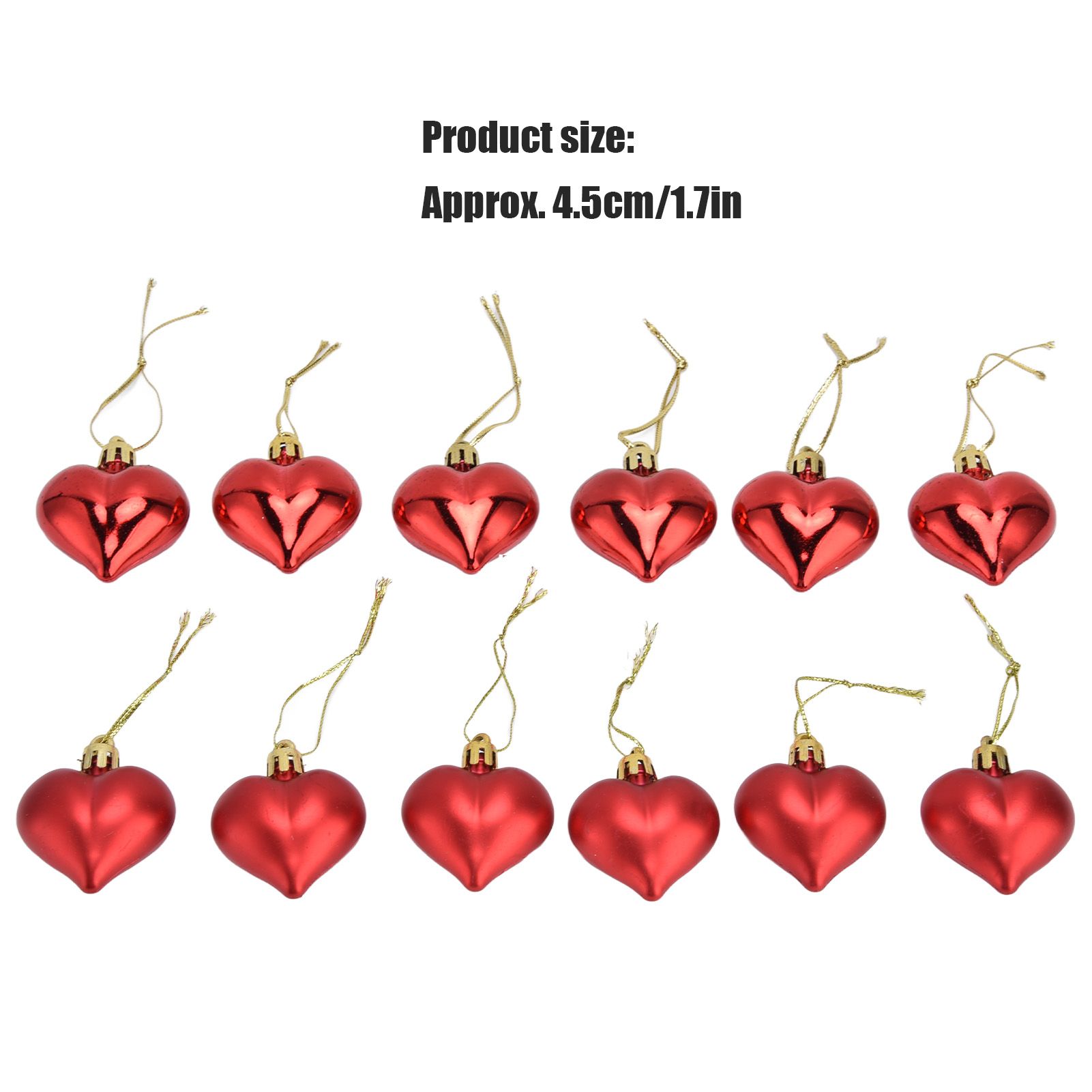 12pcs Christmas Ornament Heart Shape PVC Christmas Tree Hanging Decorations view 13