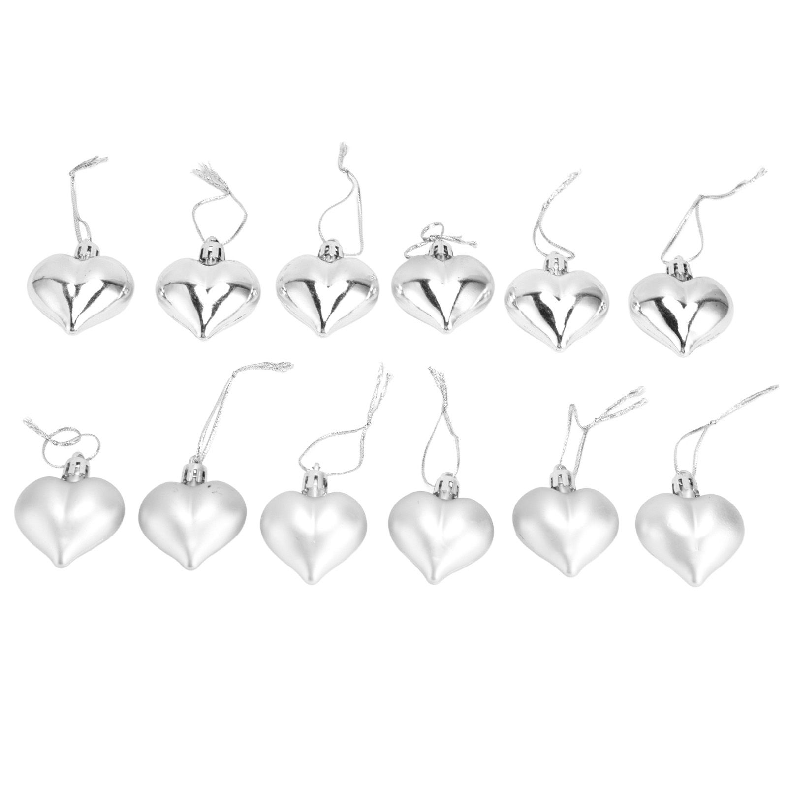 12pcs Christmas Ornament Heart Shape PVC Christmas Tree Hanging Decorations