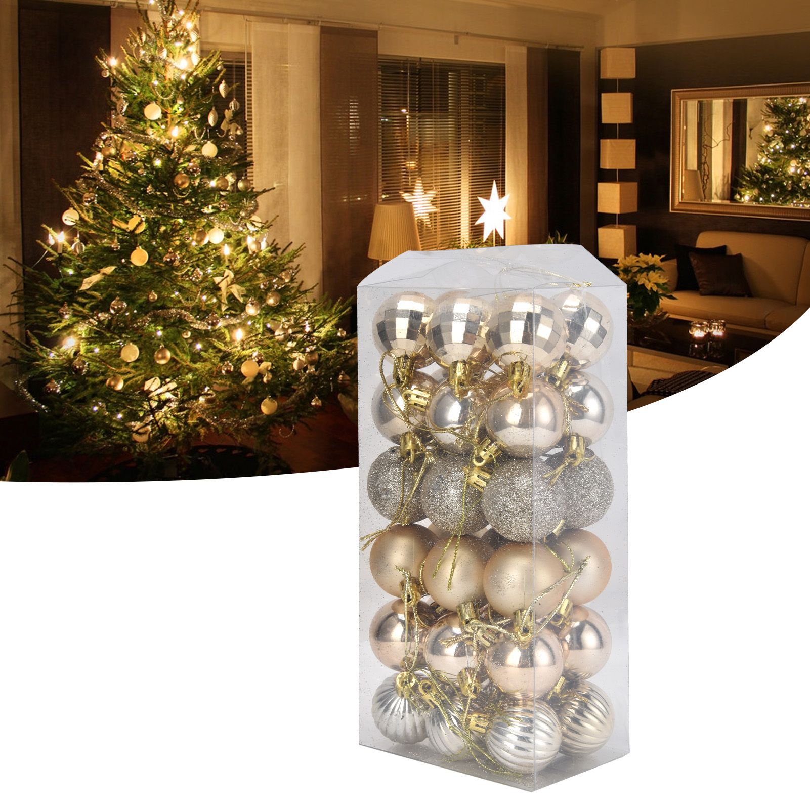 36Pcs Christmas Tree Ball Ornaments Shatterproof Hanging Decorations Xmas view 11