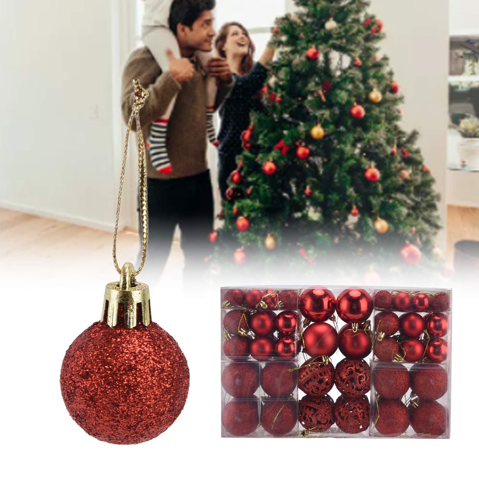 100pcs Christmas Ball Ornaments Shatterproof Hanging Balls for Christmas Tree view 11