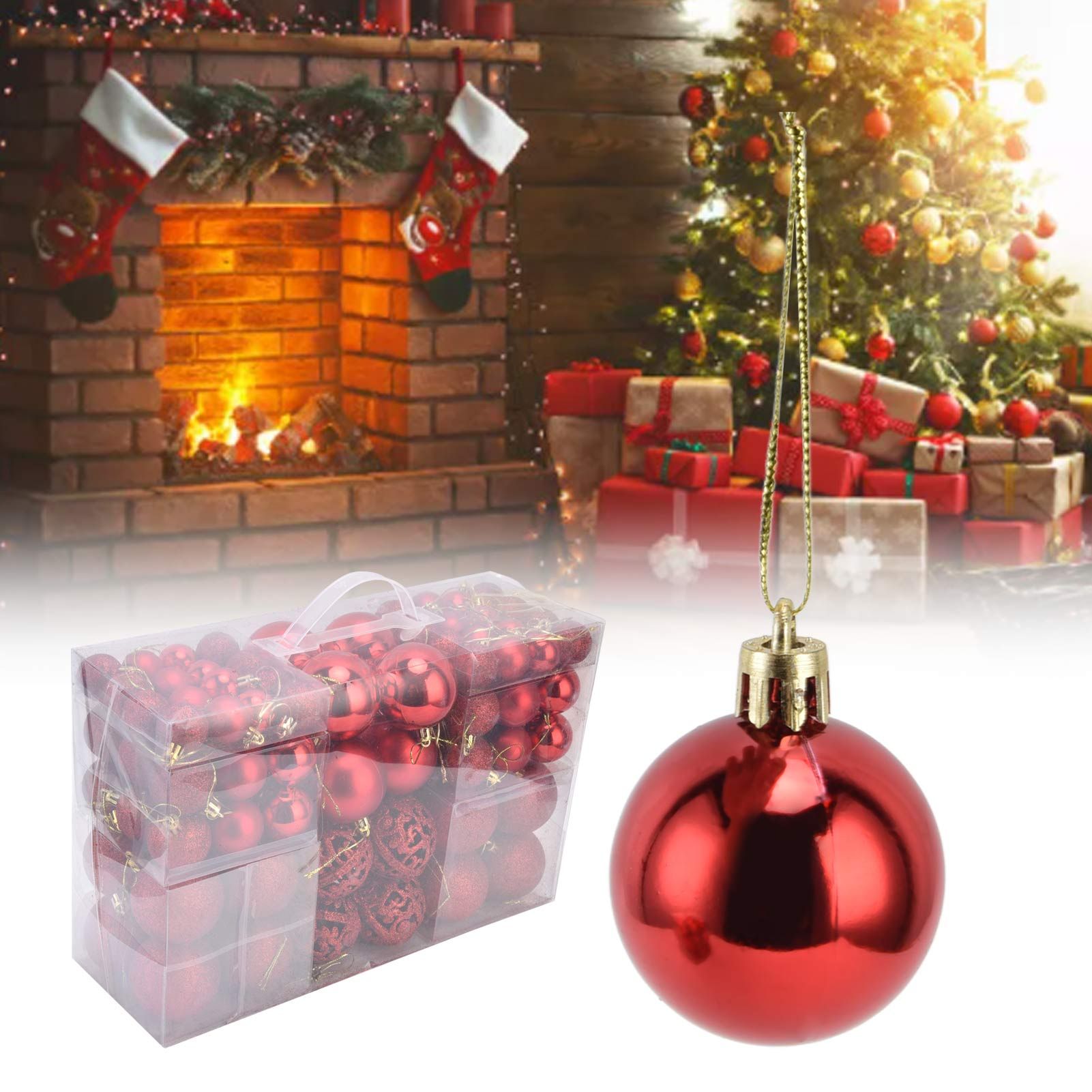 100pcs Christmas Ball Ornaments Shatterproof Hanging Balls for Christmas Tree view 12