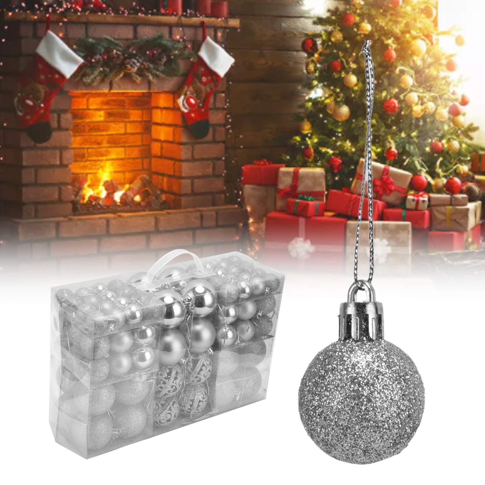 100pcs Christmas Ball Ornaments Shatterproof Hanging Balls for Christmas Tree view 11
