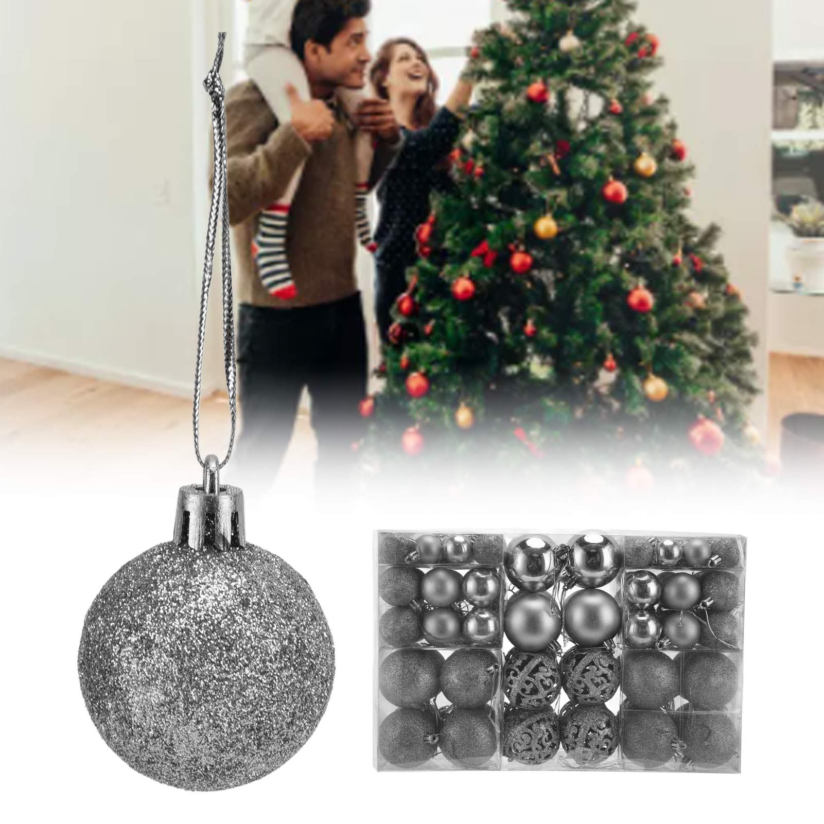 100pcs Christmas Ball Ornaments Shatterproof Hanging Balls for Christmas Tree view 12