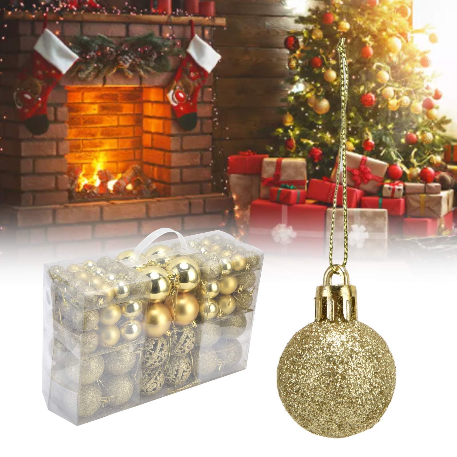 100pcs Christmas Ball Ornaments Shatterproof Hanging Balls for Christmas Tree view 11