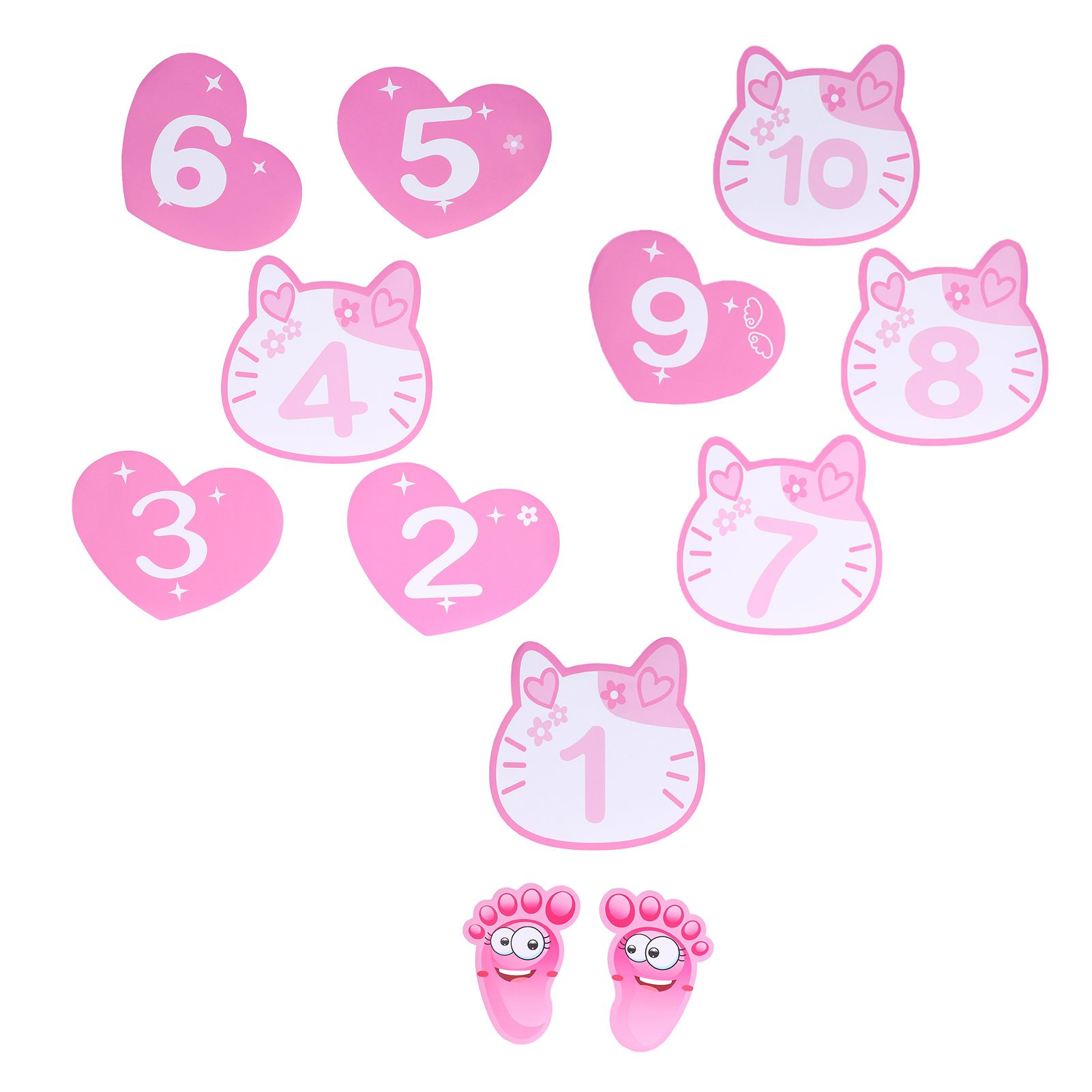 Removable 10 Number Hopscotch Stickers Children Room Floor Decoration Pink