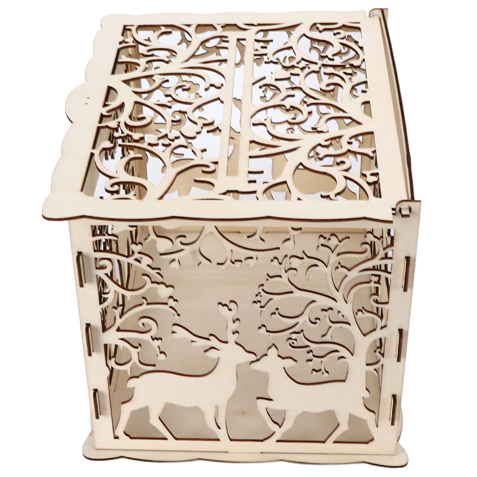 Greeting Card Box DIY Wooden Couple Deer Wedding Card Case Sign in Box view 4
