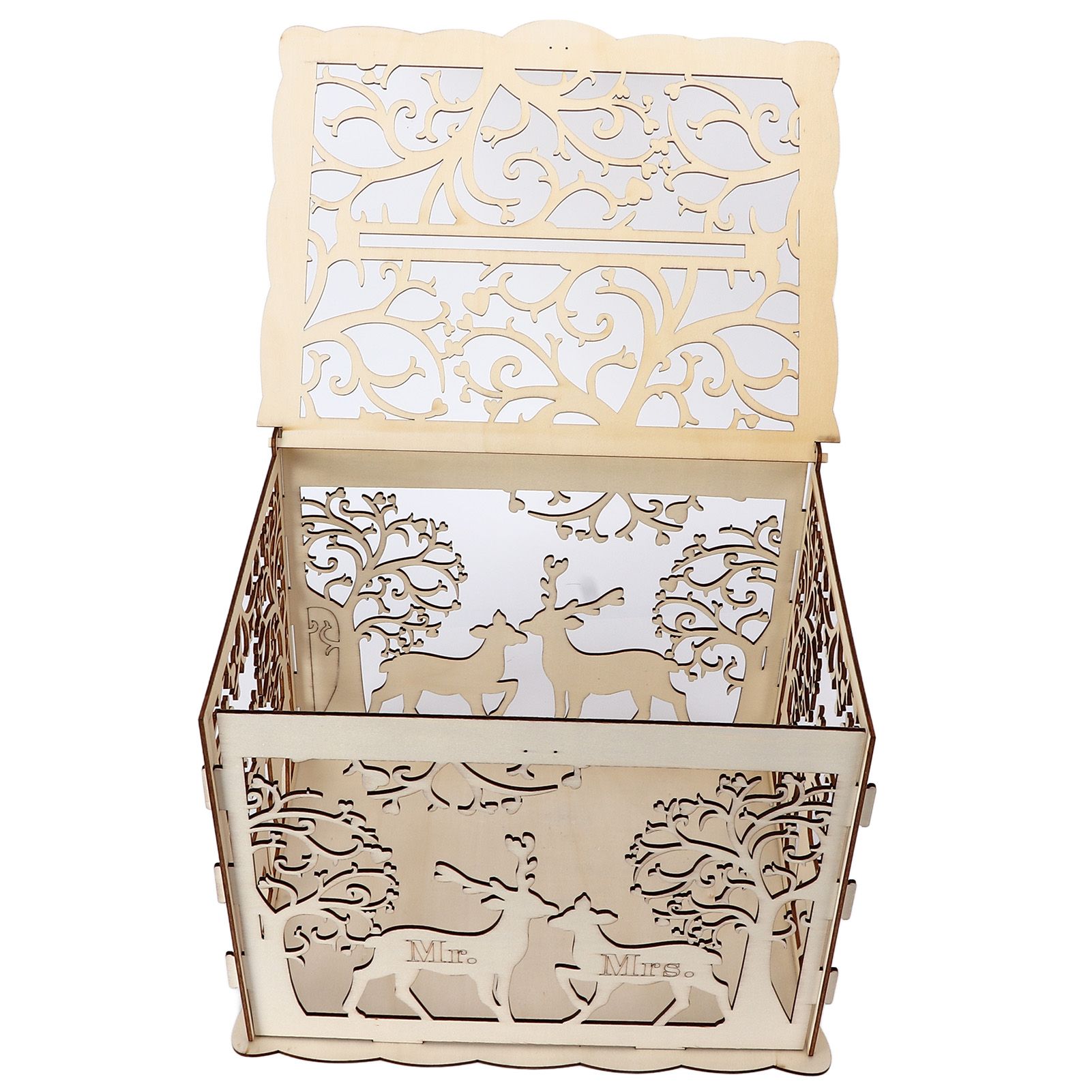 Greeting Card Box DIY Wooden Couple Deer Wedding Card Case Sign in Box view 5