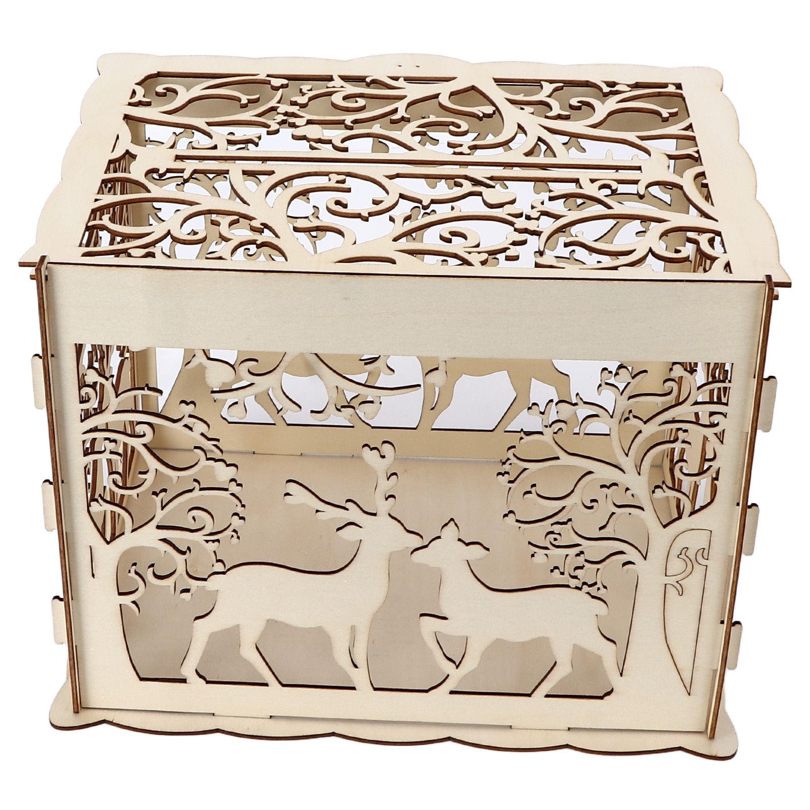 Greeting Card Box DIY Wooden Couple Deer Wedding Card Case Sign in Box view 6