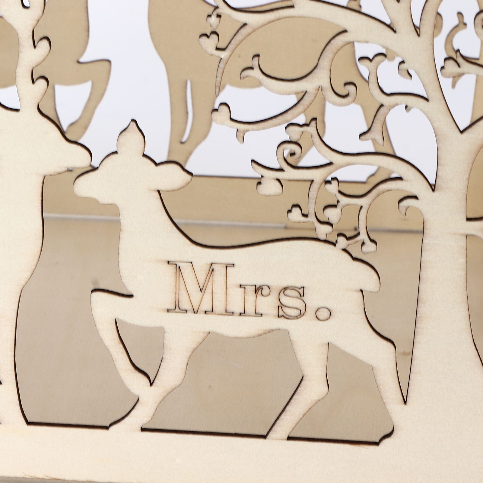 Greeting Card Box DIY Wooden Couple Deer Wedding Card Case Sign in Box view 14