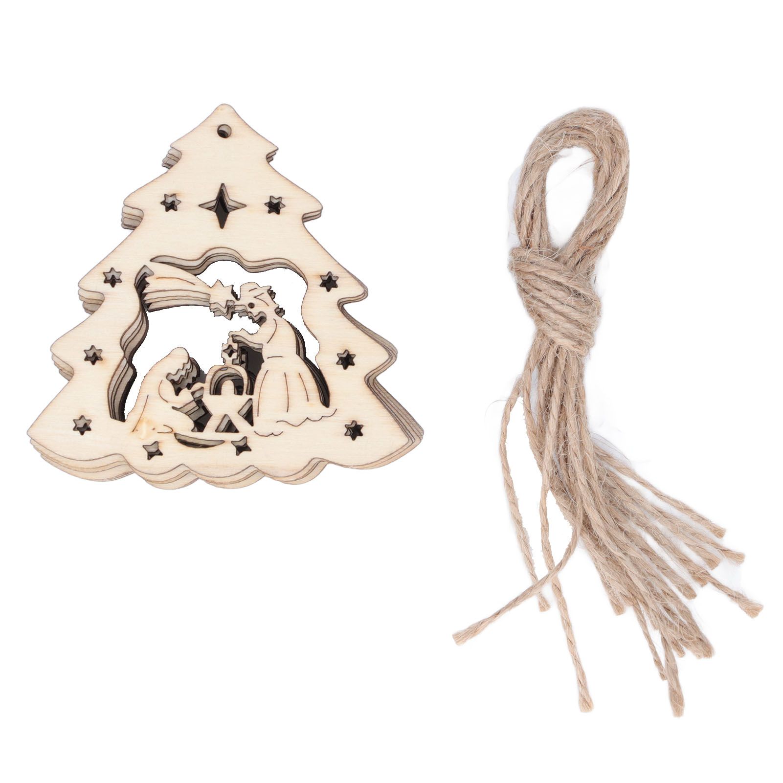 Wooden Hanging Ornaments Hollow DIY Christmas Tree Decorative Pendants Home view 2
