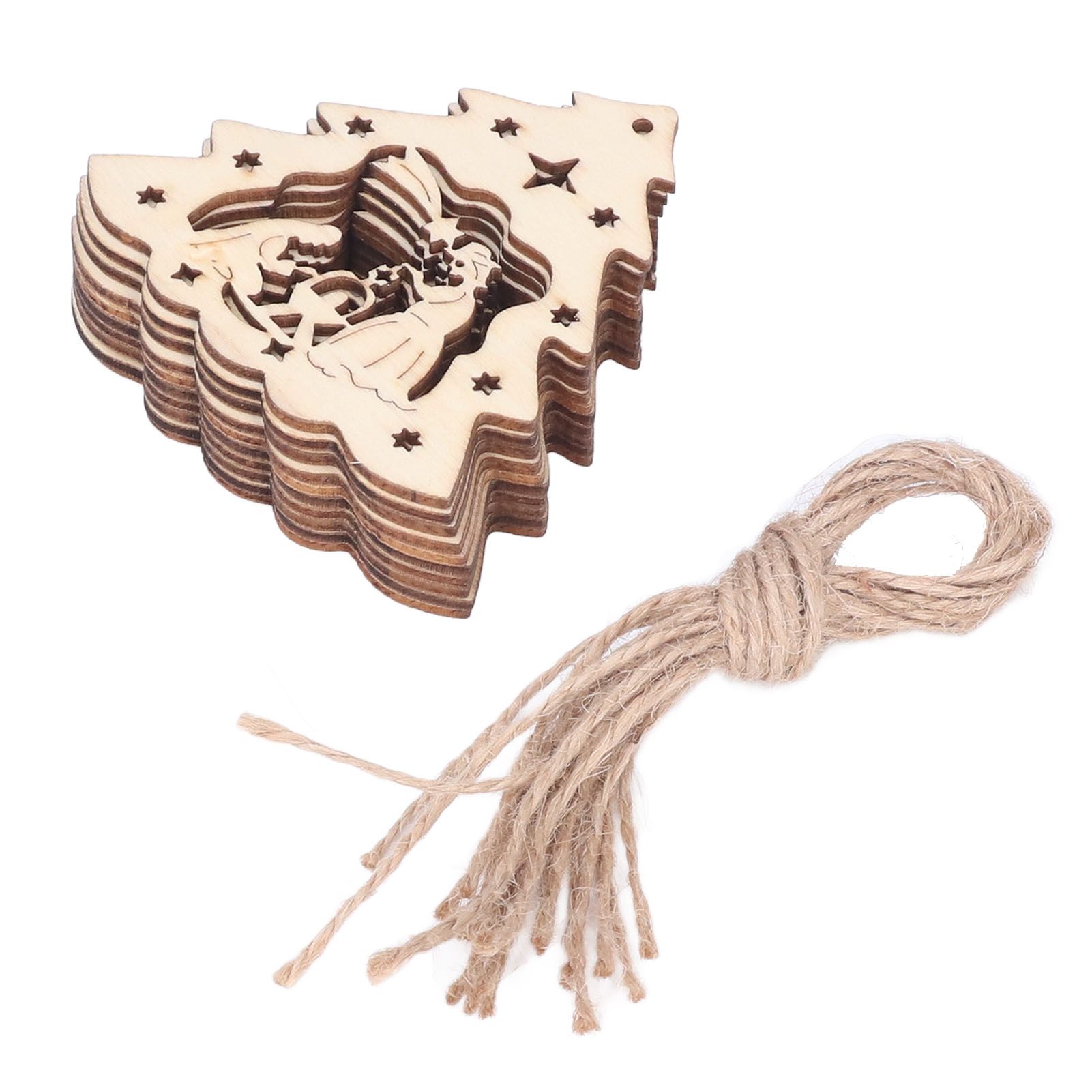 Wooden Hanging Ornaments Hollow DIY Christmas Tree Decorative Pendants Home view 4