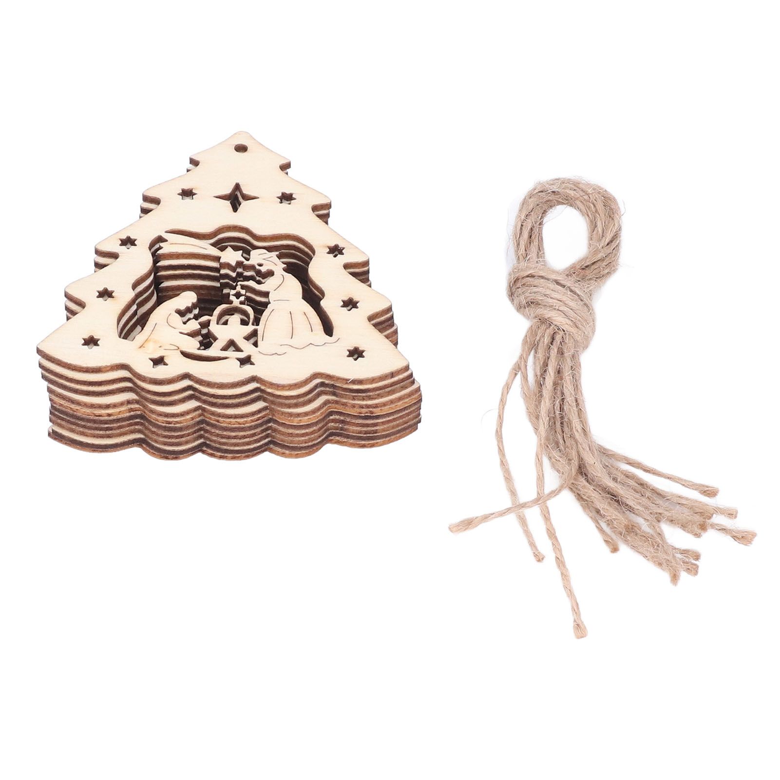 Wooden Hanging Ornaments Hollow DIY Christmas Tree Decorative Pendants Home view 5