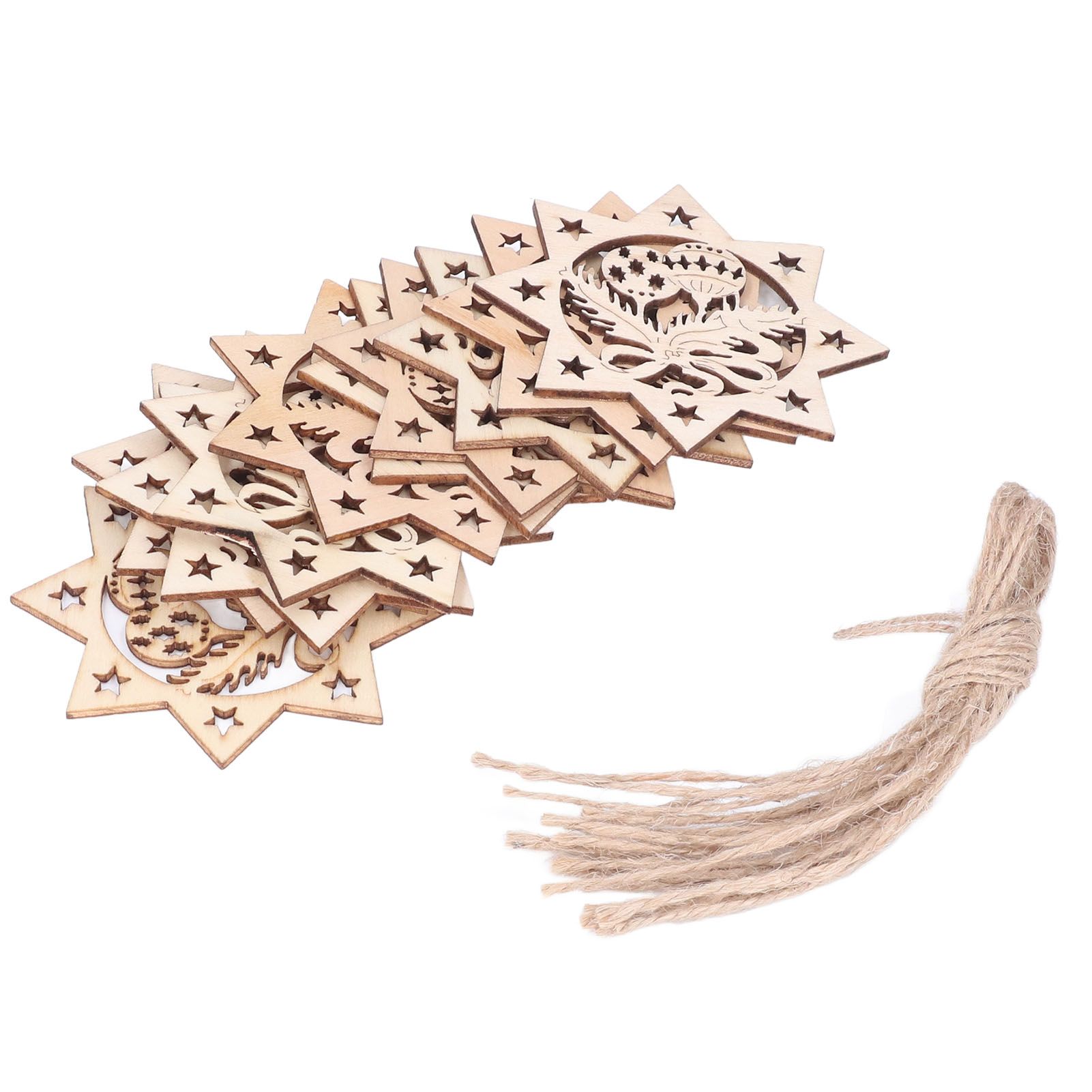 Wooden Hanging Ornaments Hollow DIY Christmas Tree Decorative Pendants Home view 3