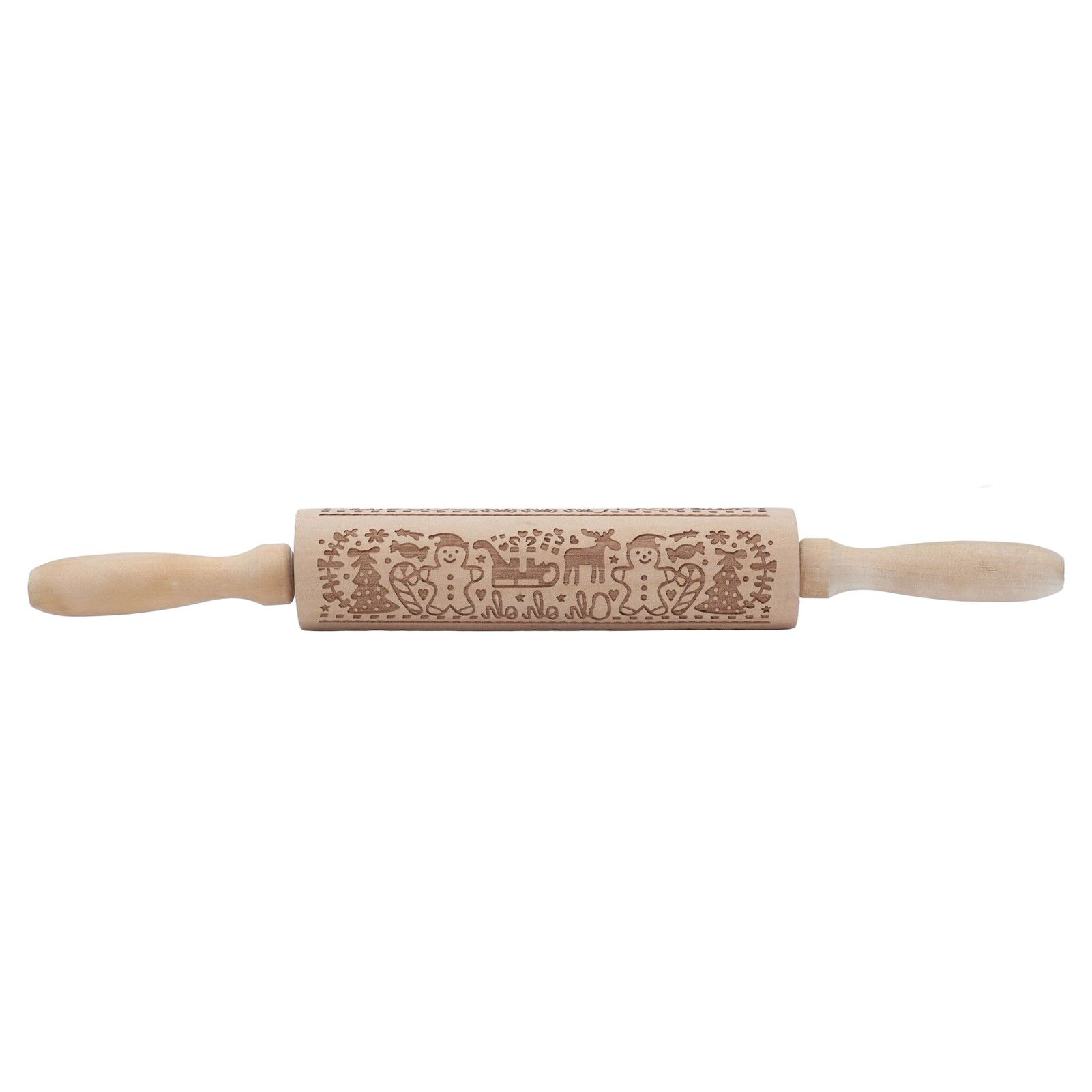 Rolling Pin Wooden Christmas Print Dough Roller Kitchen Tool for Pastries