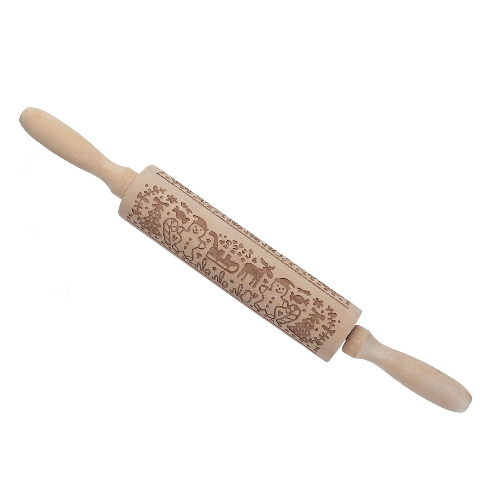 Rolling Pin Wooden Christmas Print Dough Roller Kitchen Tool for Pastries view 3