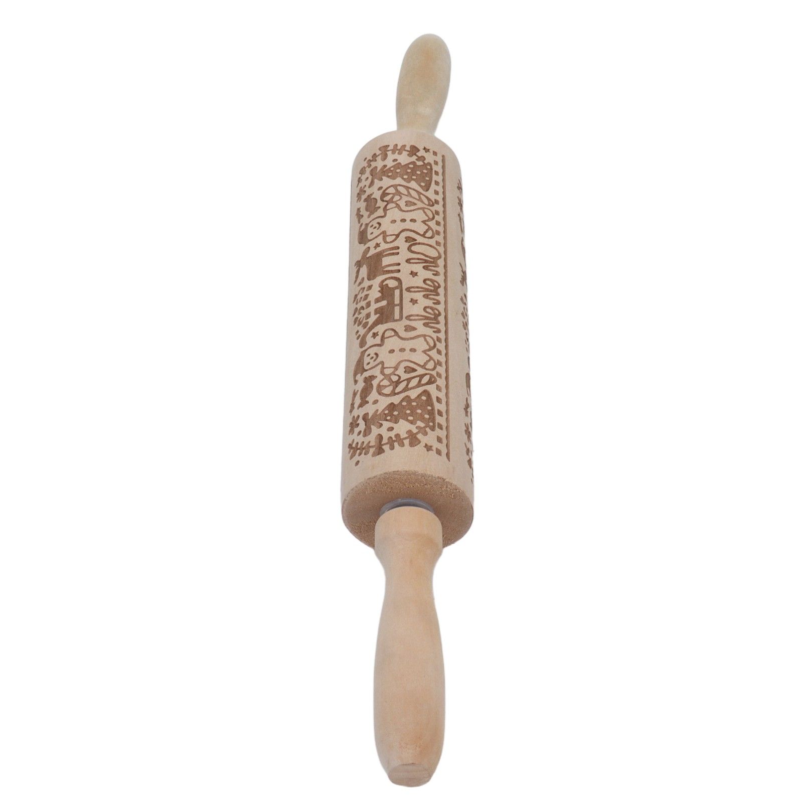 Rolling Pin Wooden Christmas Print Dough Roller Kitchen Tool for Pastries view 4
