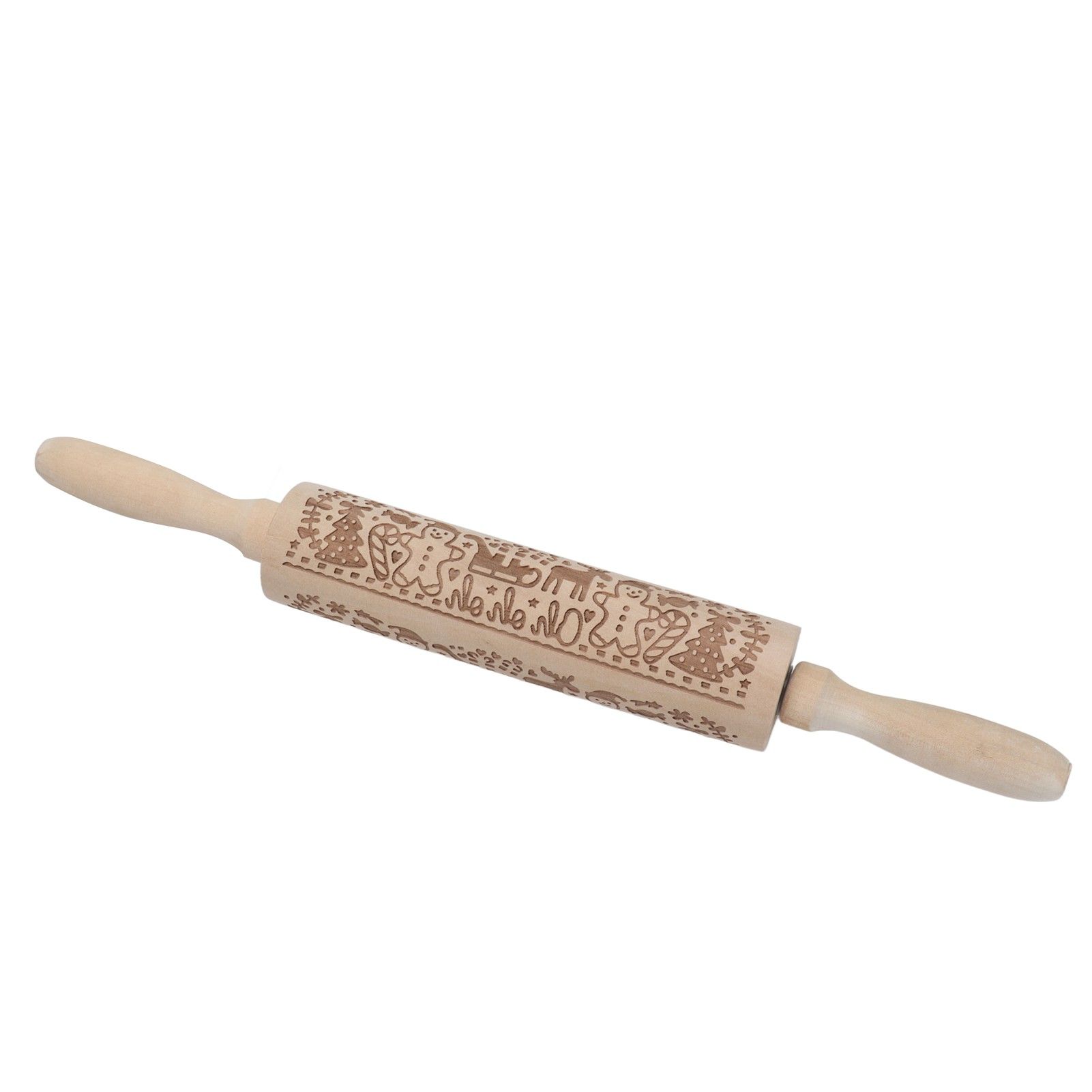Rolling Pin Wooden Christmas Print Dough Roller Kitchen Tool for Pastries view 7