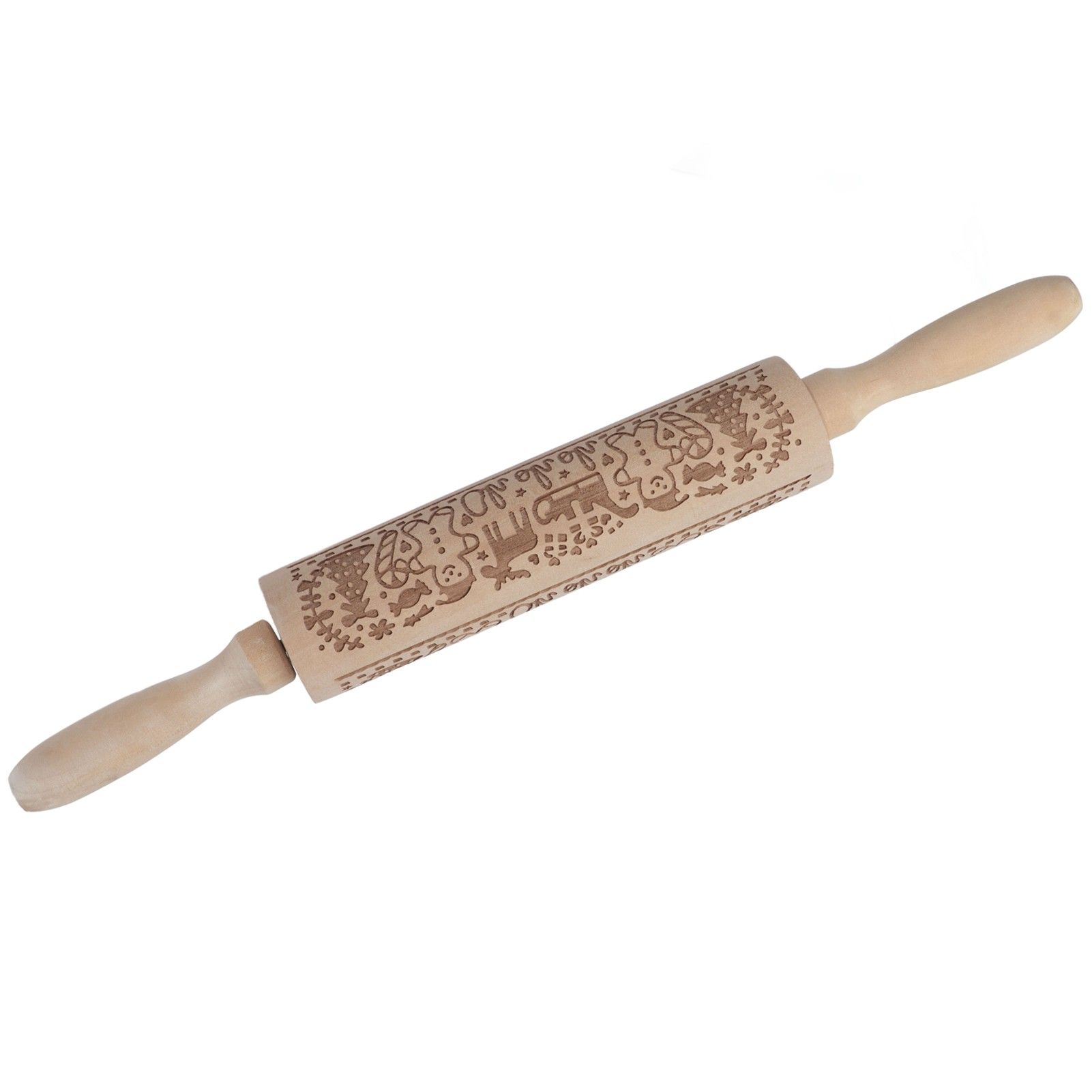 Rolling Pin Wooden Christmas Print Dough Roller Kitchen Tool for Pastries view 9