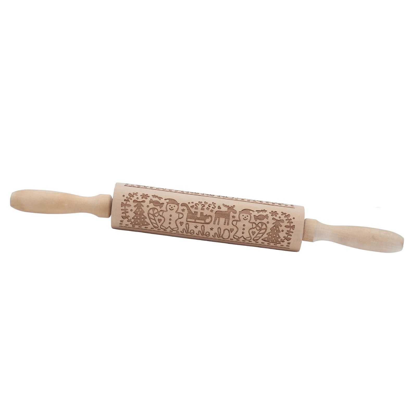 Rolling Pin Wooden Christmas Print Dough Roller Kitchen Tool for Pastries view 10
