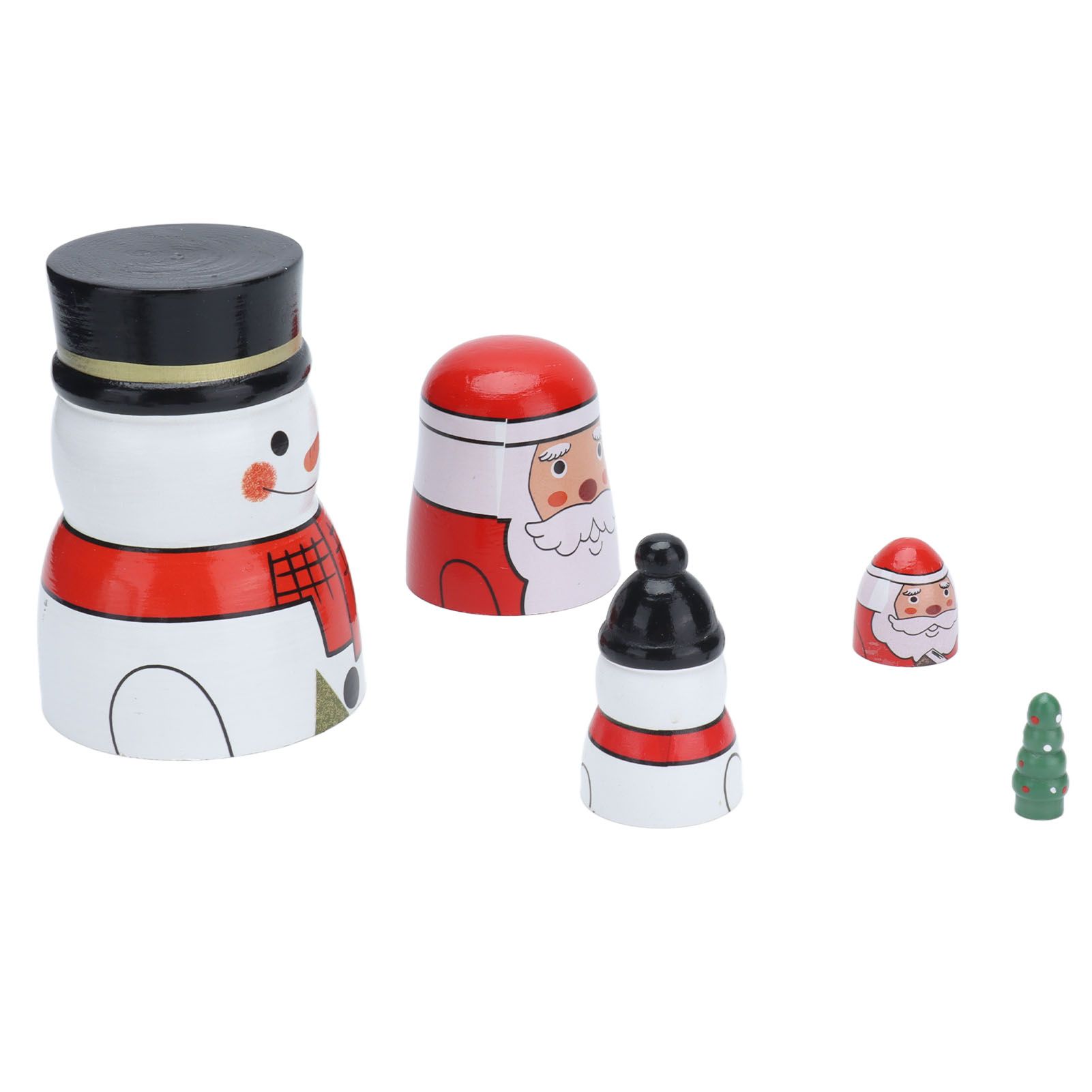 5pcs Nesting Dolls Glossy Round Unique Christmas Style Attractive Decorative view 2