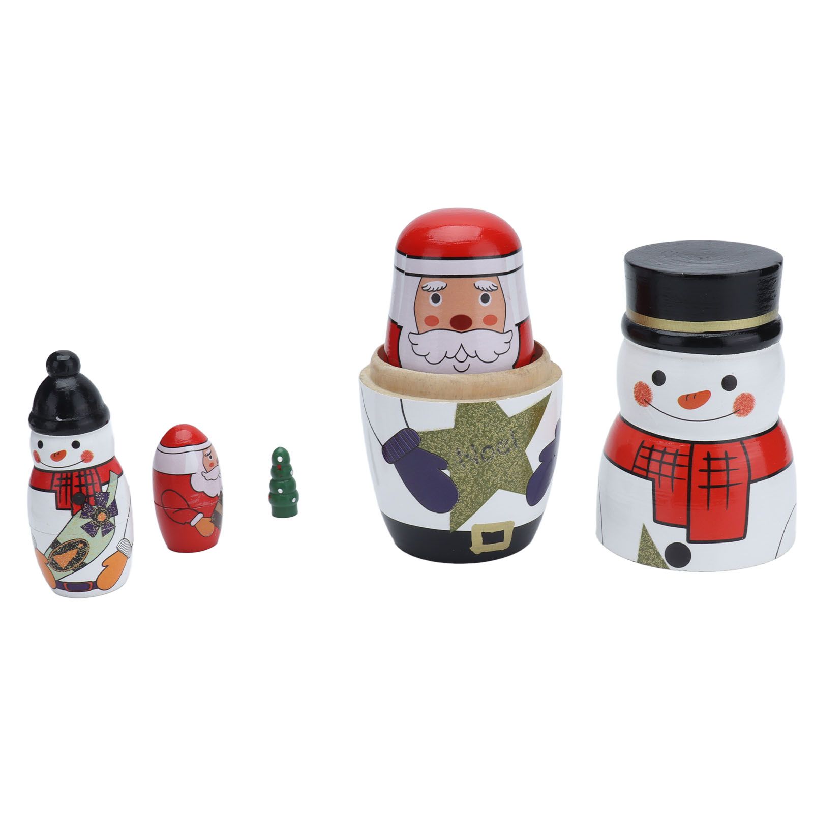 5pcs Nesting Dolls Glossy Round Unique Christmas Style Attractive Decorative view 3