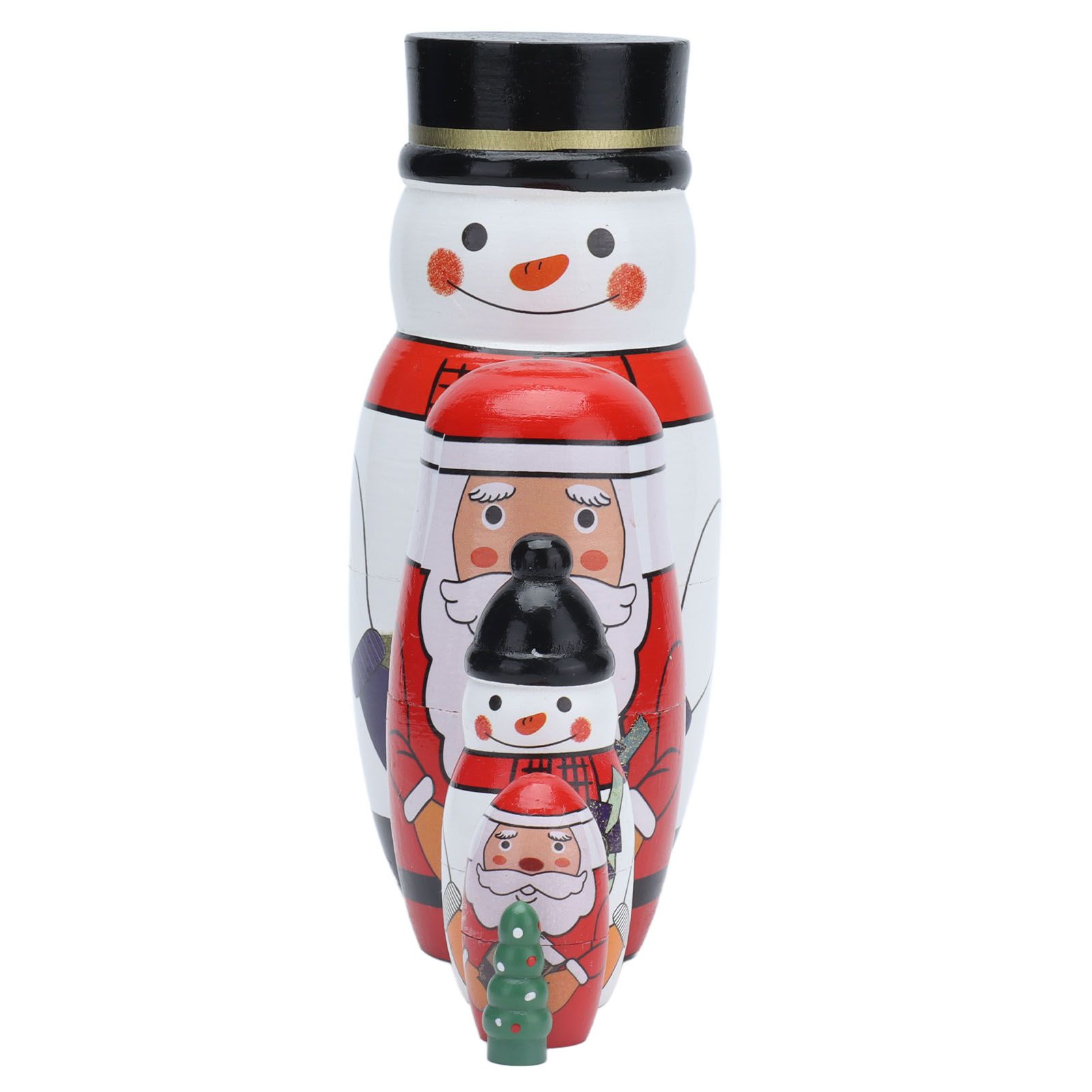 5pcs Nesting Dolls Glossy Round Unique Christmas Style Attractive Decorative view 4