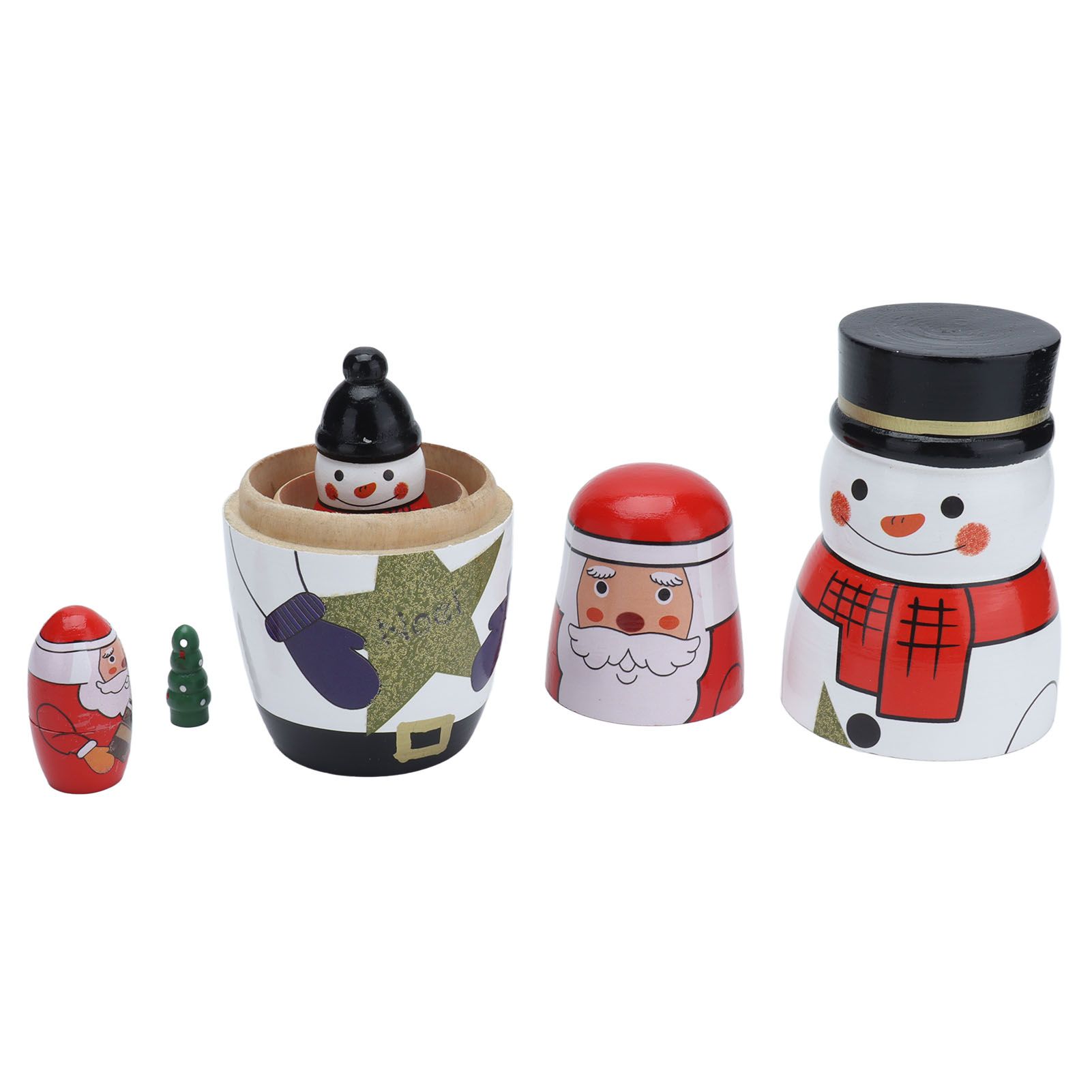 5pcs Nesting Dolls Glossy Round Unique Christmas Style Attractive Decorative view 6