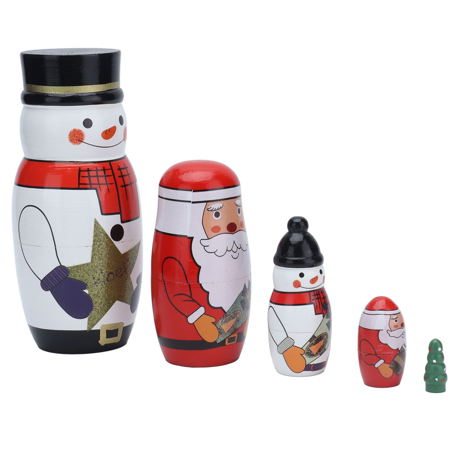 5pcs Nesting Dolls Glossy Round Unique Christmas Style Attractive Decorative view 7