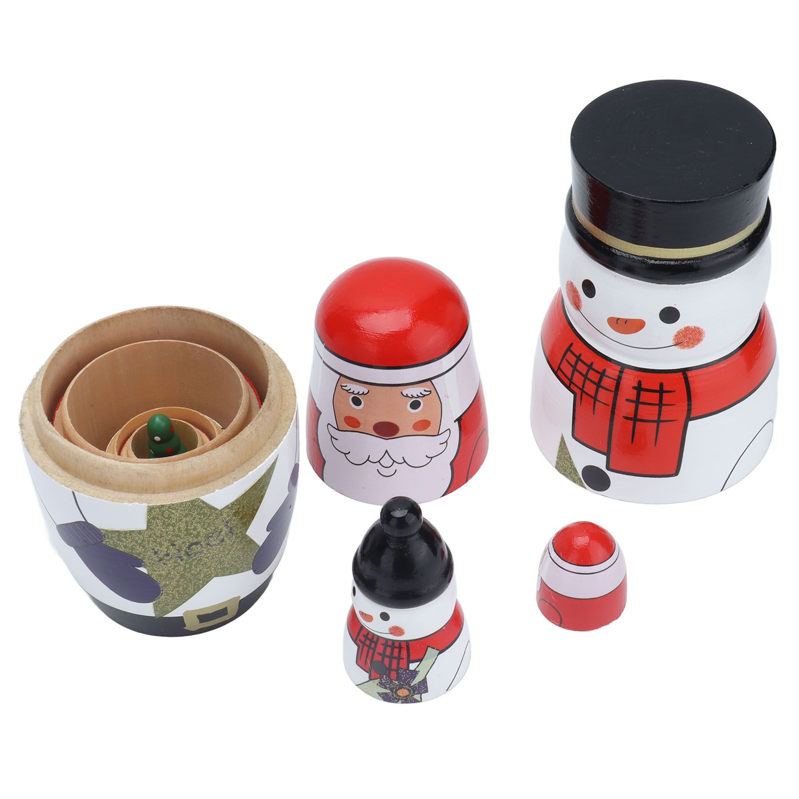 5pcs Nesting Dolls Glossy Round Unique Christmas Style Attractive Decorative view 8