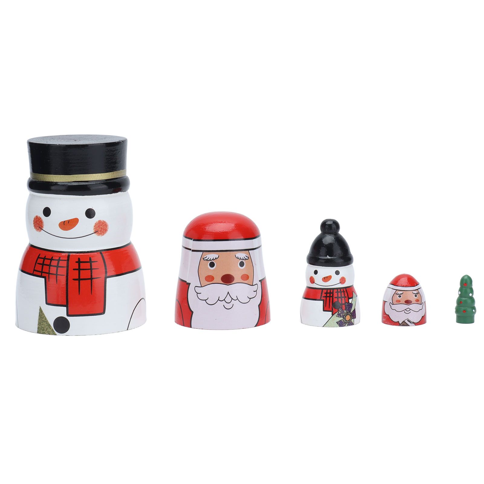5pcs Nesting Dolls Glossy Round Unique Christmas Style Attractive Decorative view 9