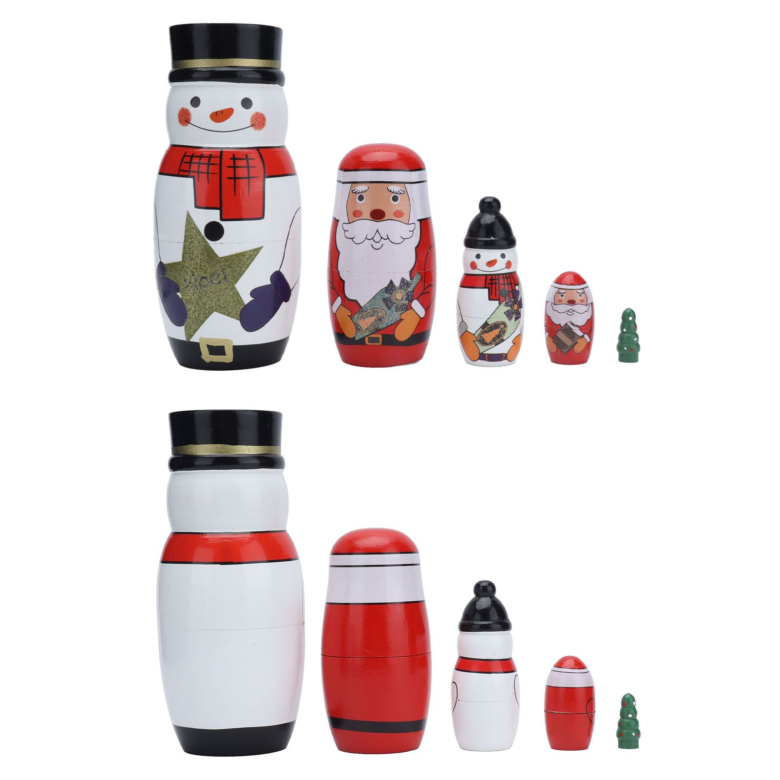 5pcs Nesting Dolls Glossy Round Unique Christmas Style Attractive Decorative view 10