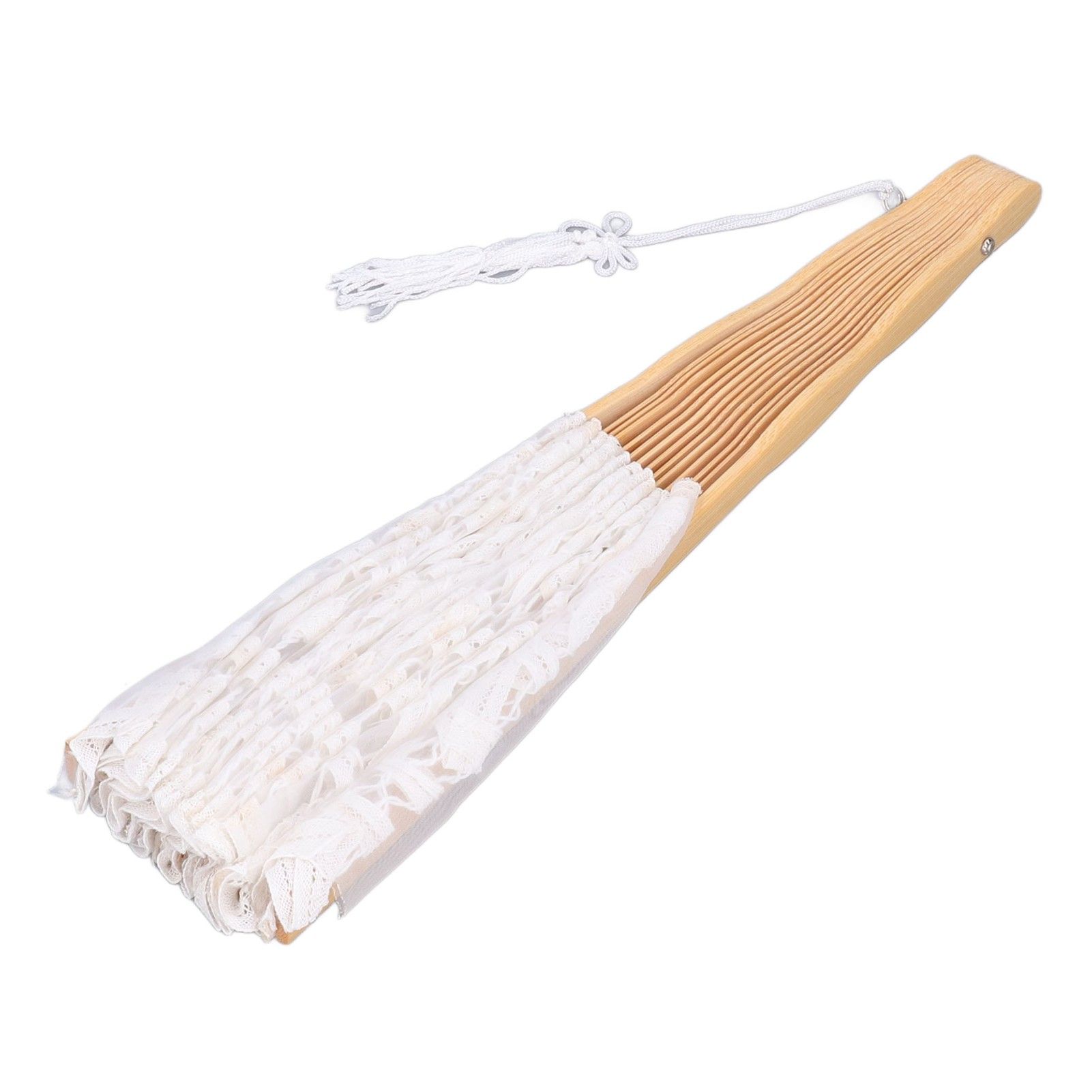 Folding Fan Hallow Lace Bamboo Bones Vintage Style Hand Fan with Tassel for view 4