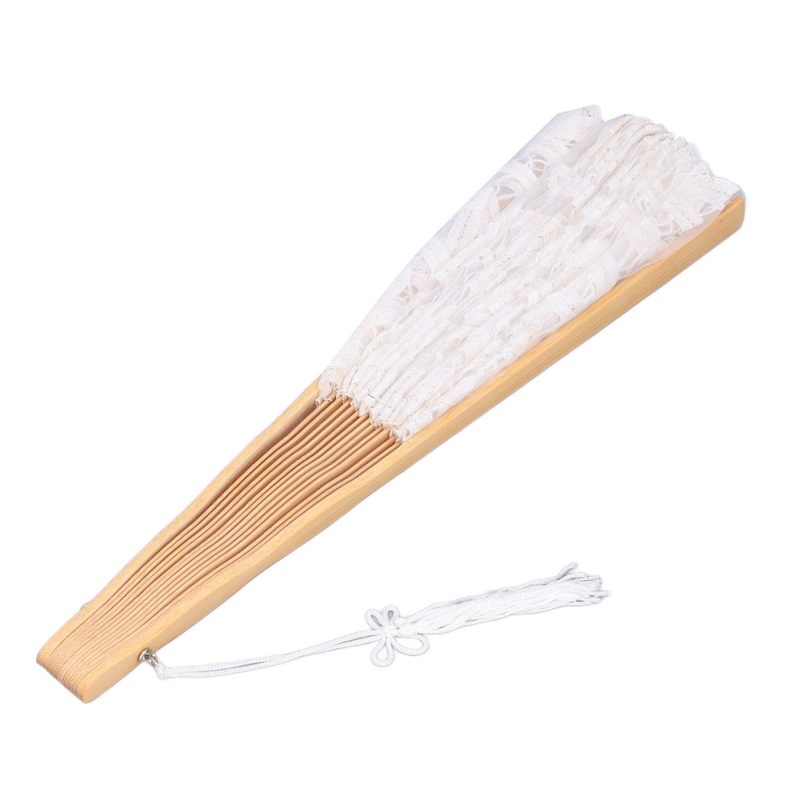 Folding Fan Hallow Lace Bamboo Bones Vintage Style Hand Fan with Tassel for view 6