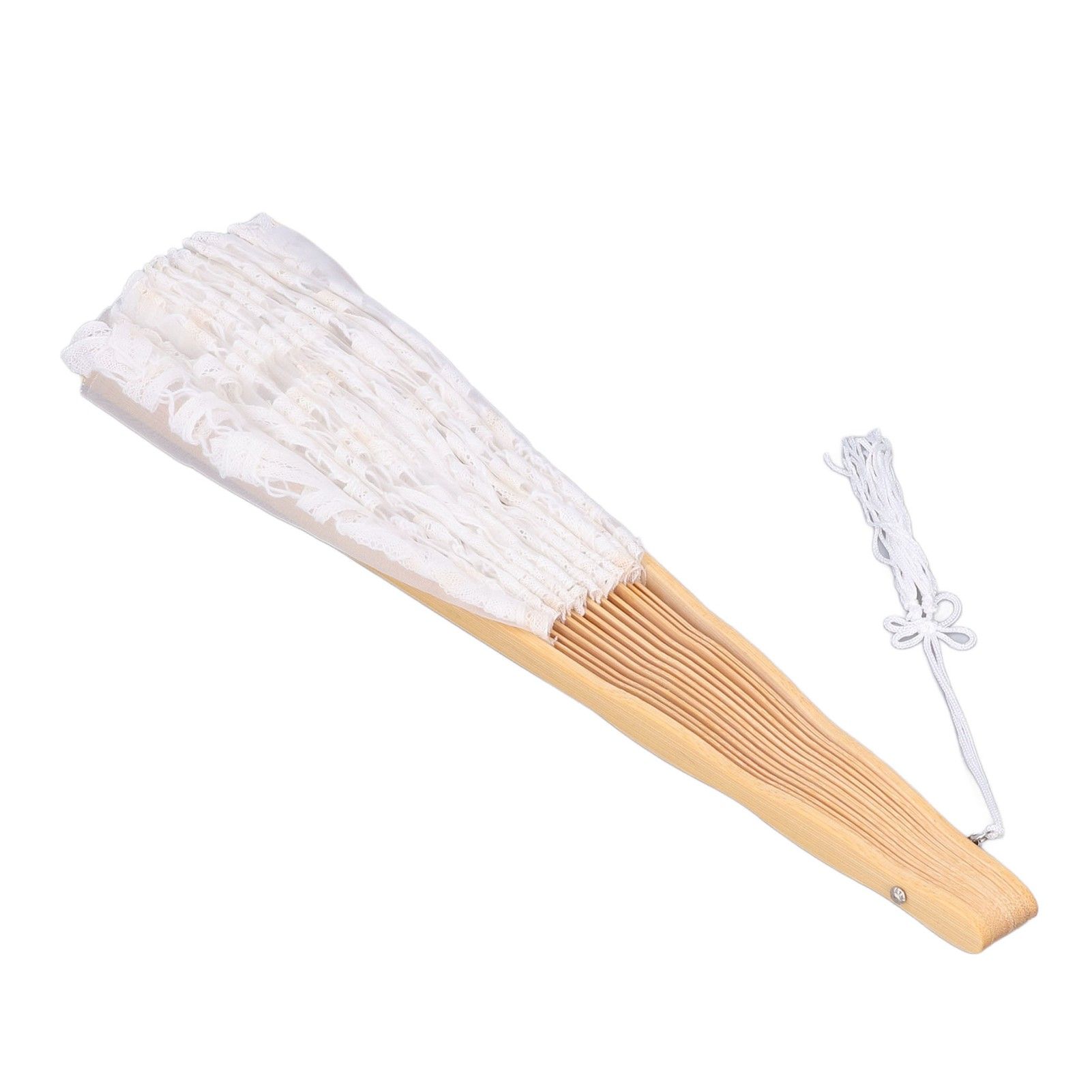 Folding Fan Hallow Lace Bamboo Bones Vintage Style Hand Fan with Tassel for view 7
