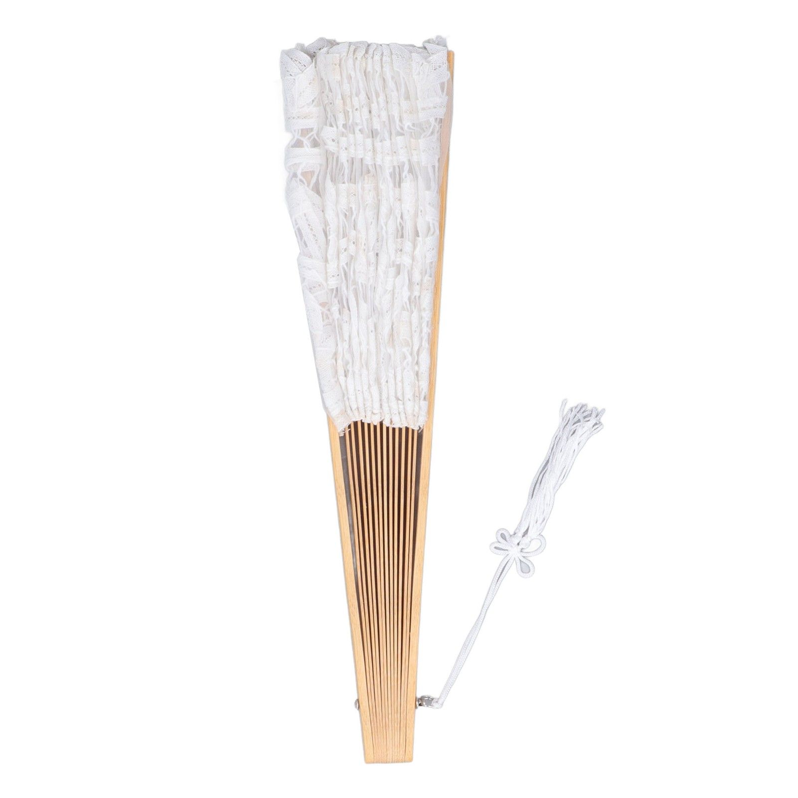 Folding Fan Hallow Lace Bamboo Bones Vintage Style Hand Fan with Tassel for view 8