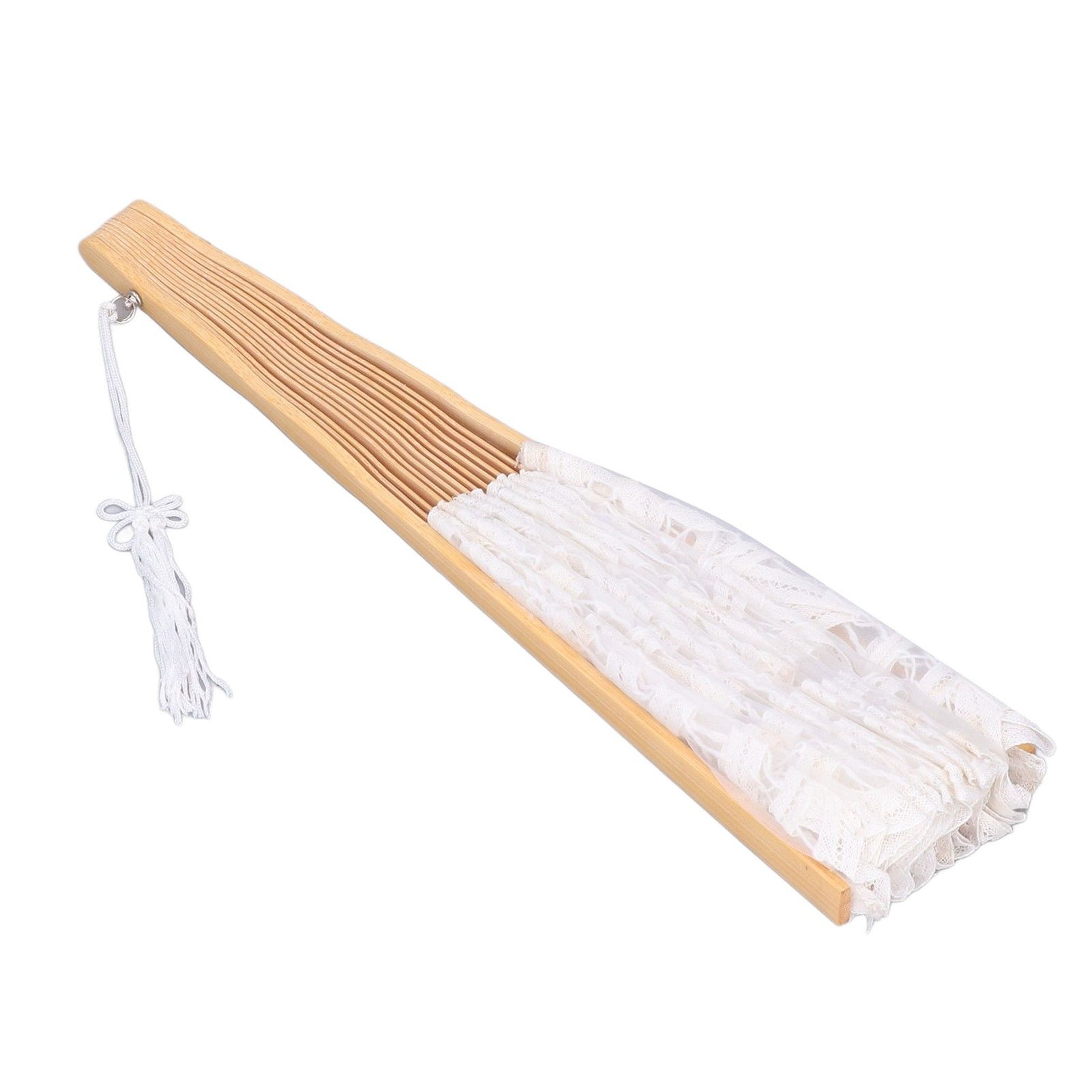 Folding Fan Hallow Lace Bamboo Bones Vintage Style Hand Fan with Tassel for view 9