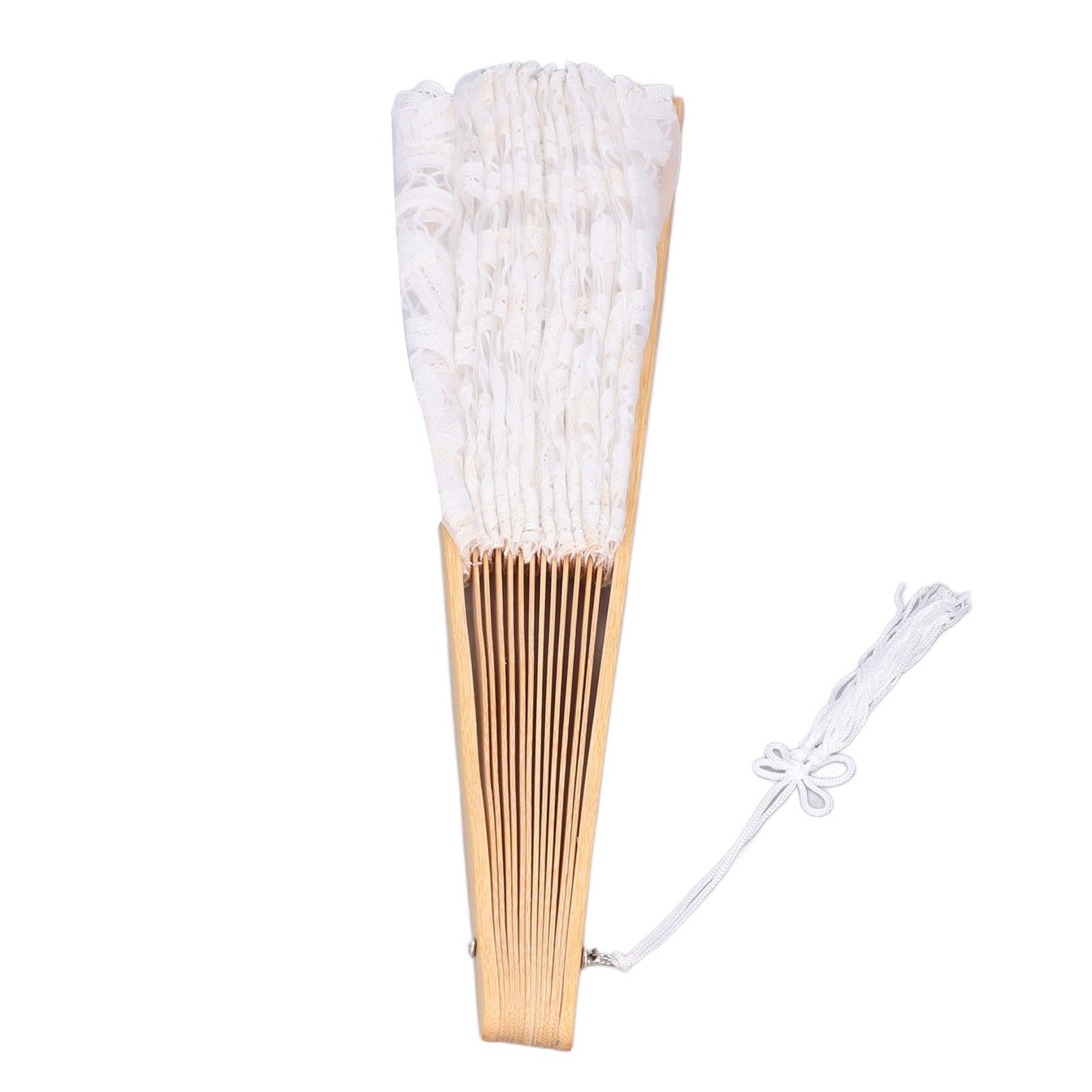 Folding Fan Hallow Lace Bamboo Bones Vintage Style Hand Fan with Tassel for view 10