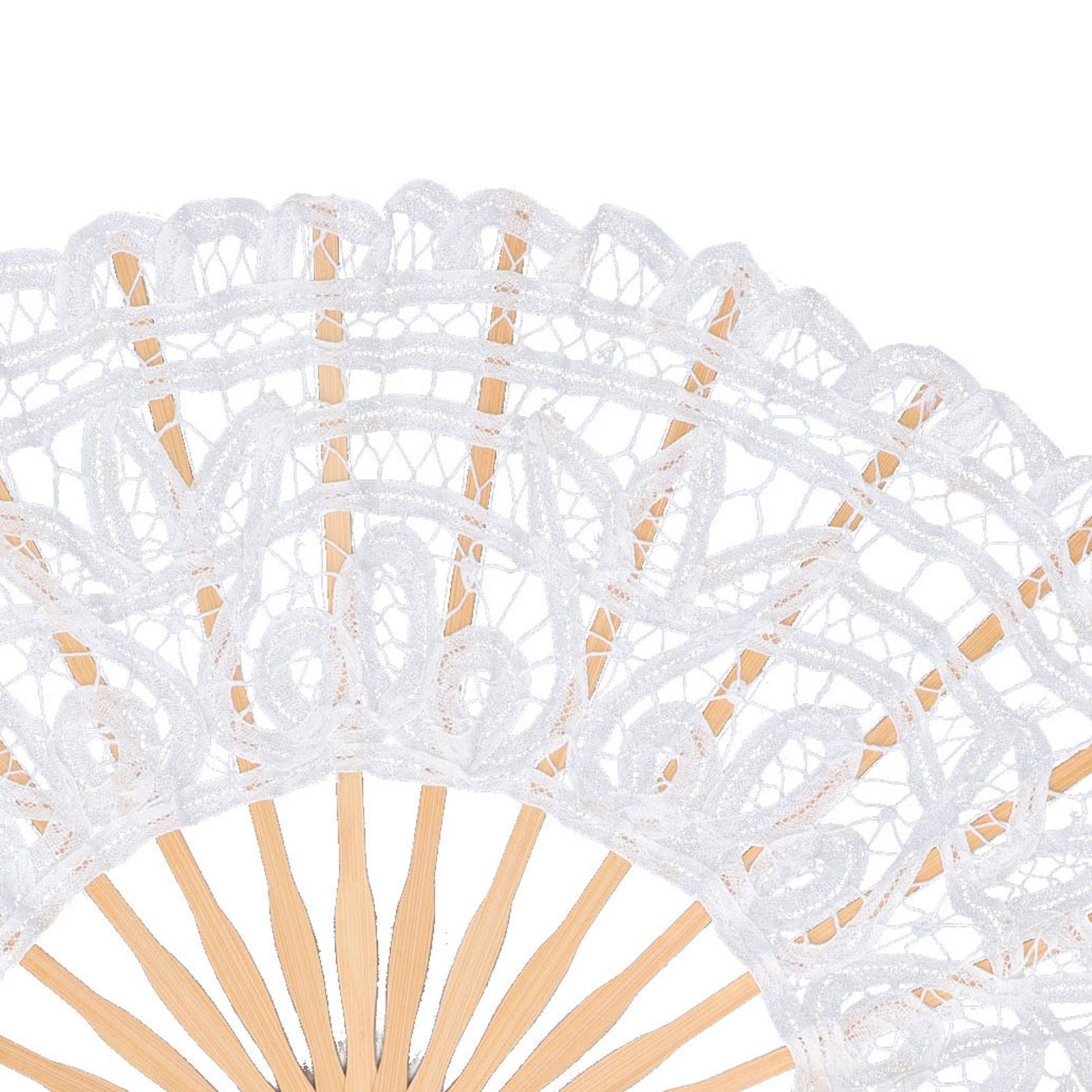 Folding Fan Hallow Lace Bamboo Bones Vintage Style Hand Fan with Tassel for view 13