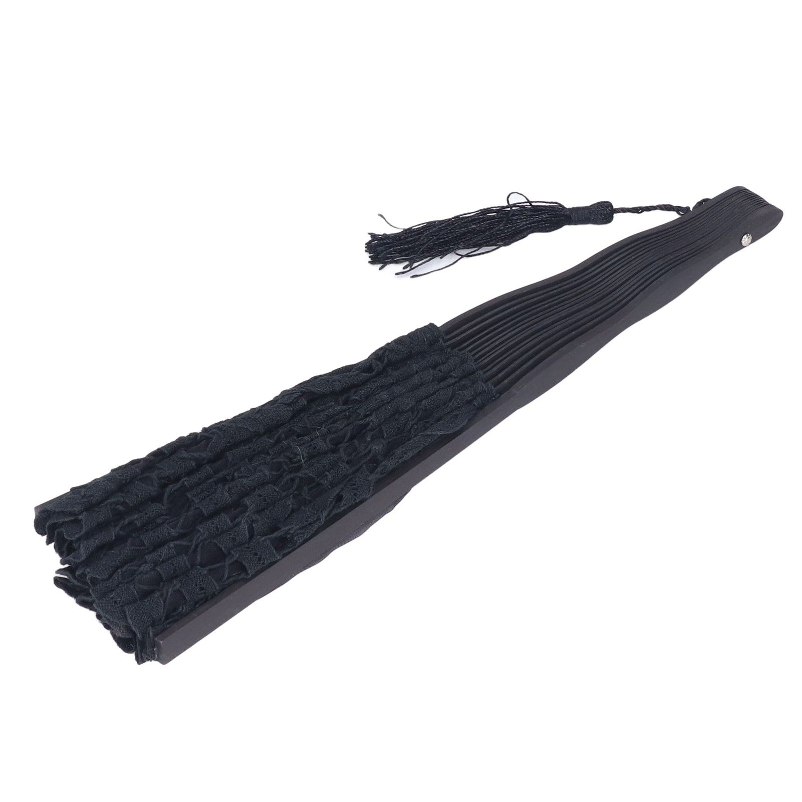 Folding Fan Hallow Lace Bamboo Bones Vintage Style Hand Fan with Tassel for view 6
