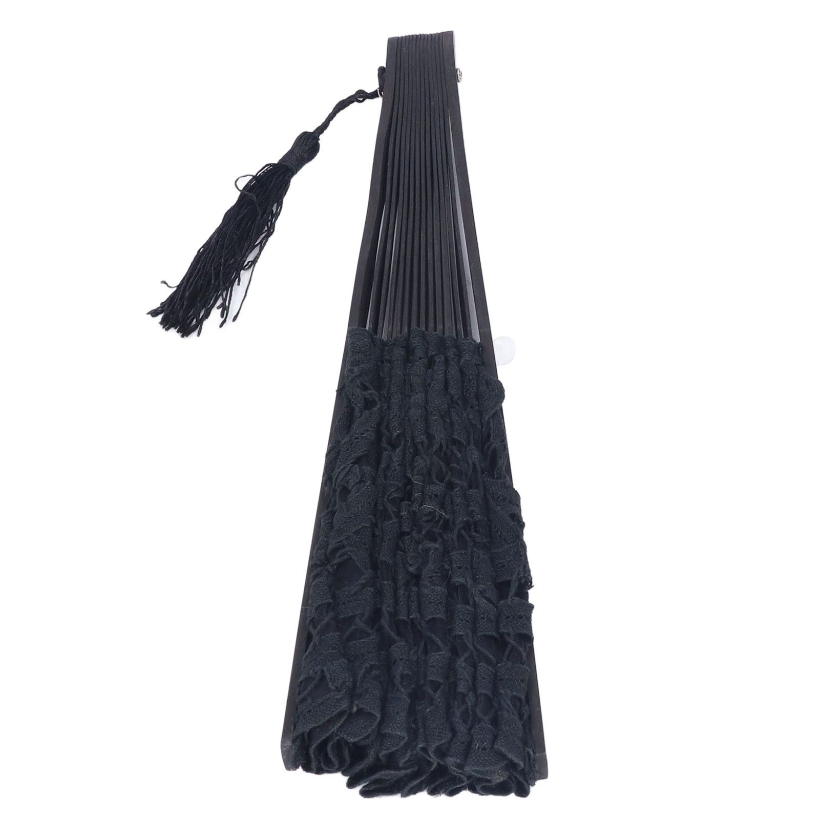Folding Fan Hallow Lace Bamboo Bones Vintage Style Hand Fan with Tassel for view 7