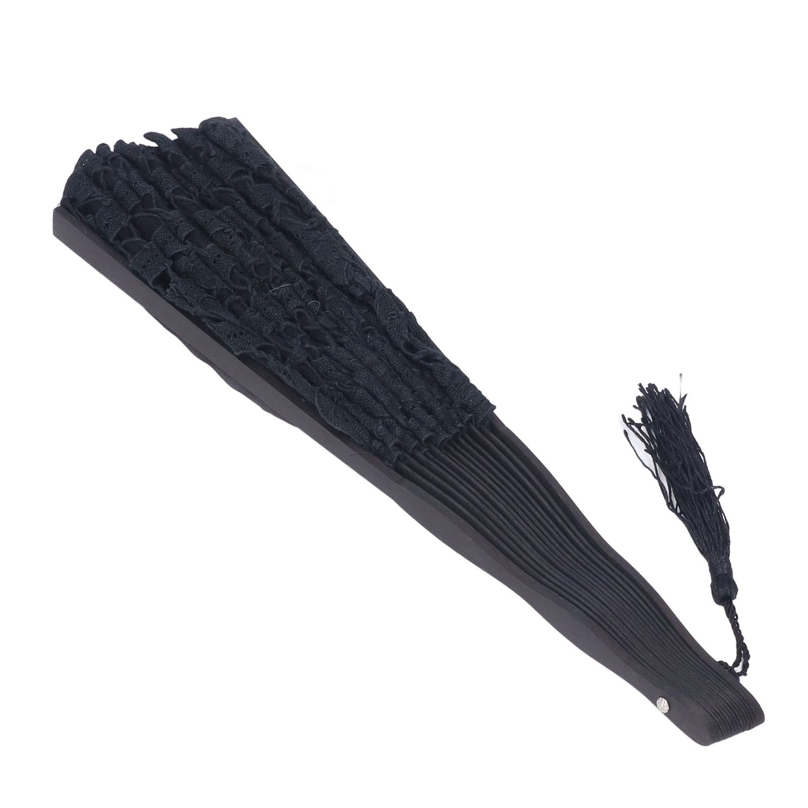 Folding Fan Hallow Lace Bamboo Bones Vintage Style Hand Fan with Tassel for view 8