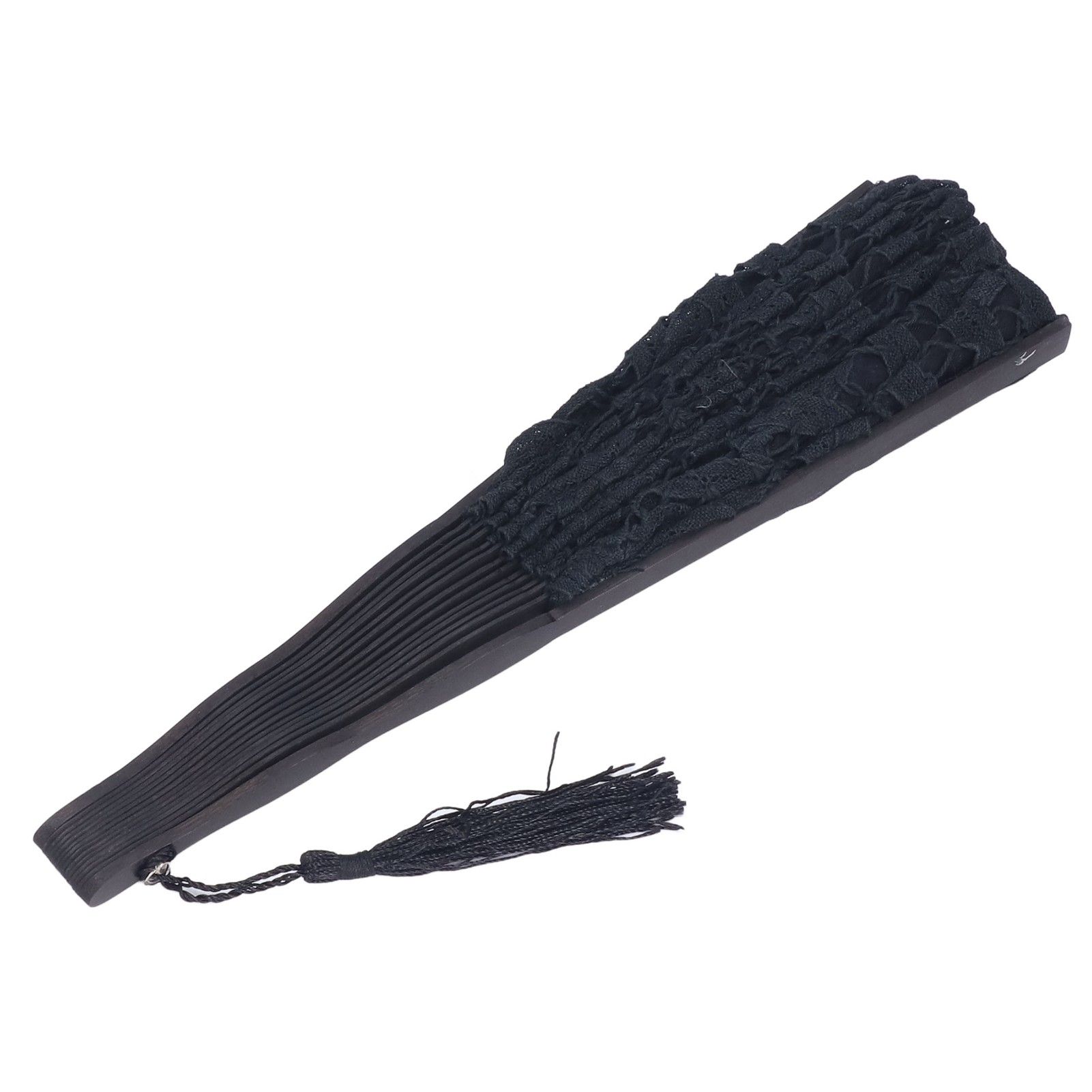 Folding Fan Hallow Lace Bamboo Bones Vintage Style Hand Fan with Tassel for view 9