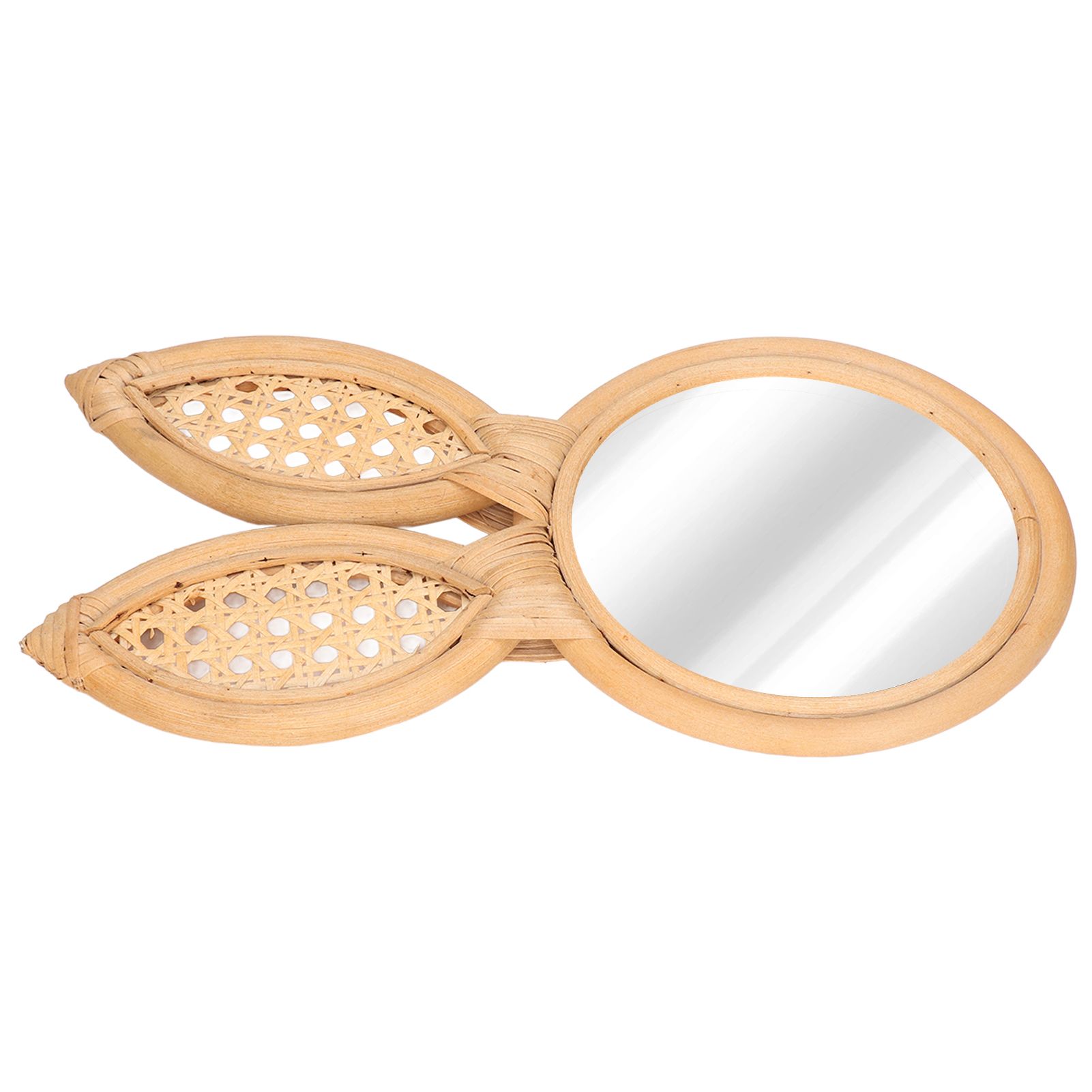 Decorative Mirror Cute Bunny Shape Exquisite Rattan Hanging Wall Mirror for view 4