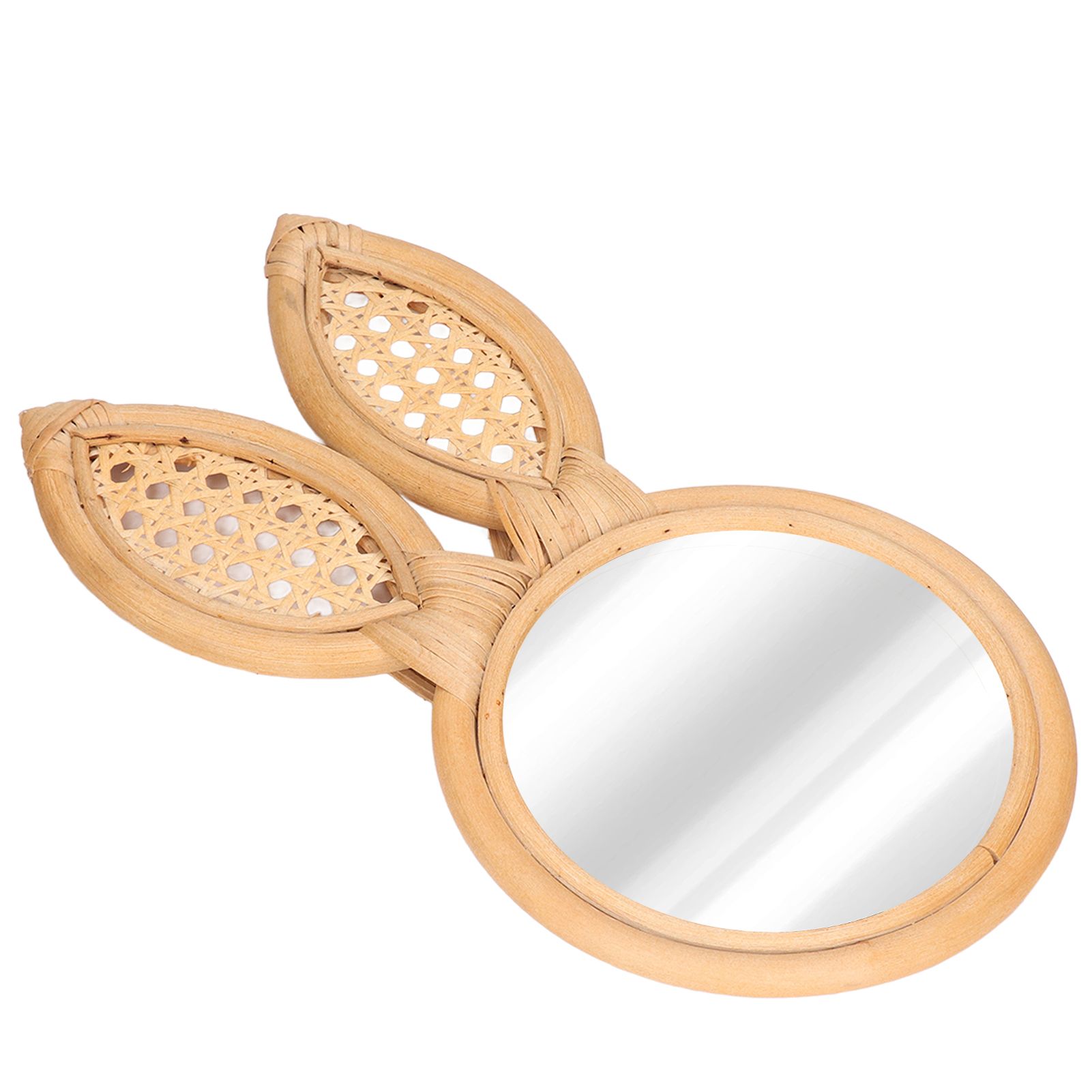 Decorative Mirror Cute Bunny Shape Exquisite Rattan Hanging Wall Mirror for view 6