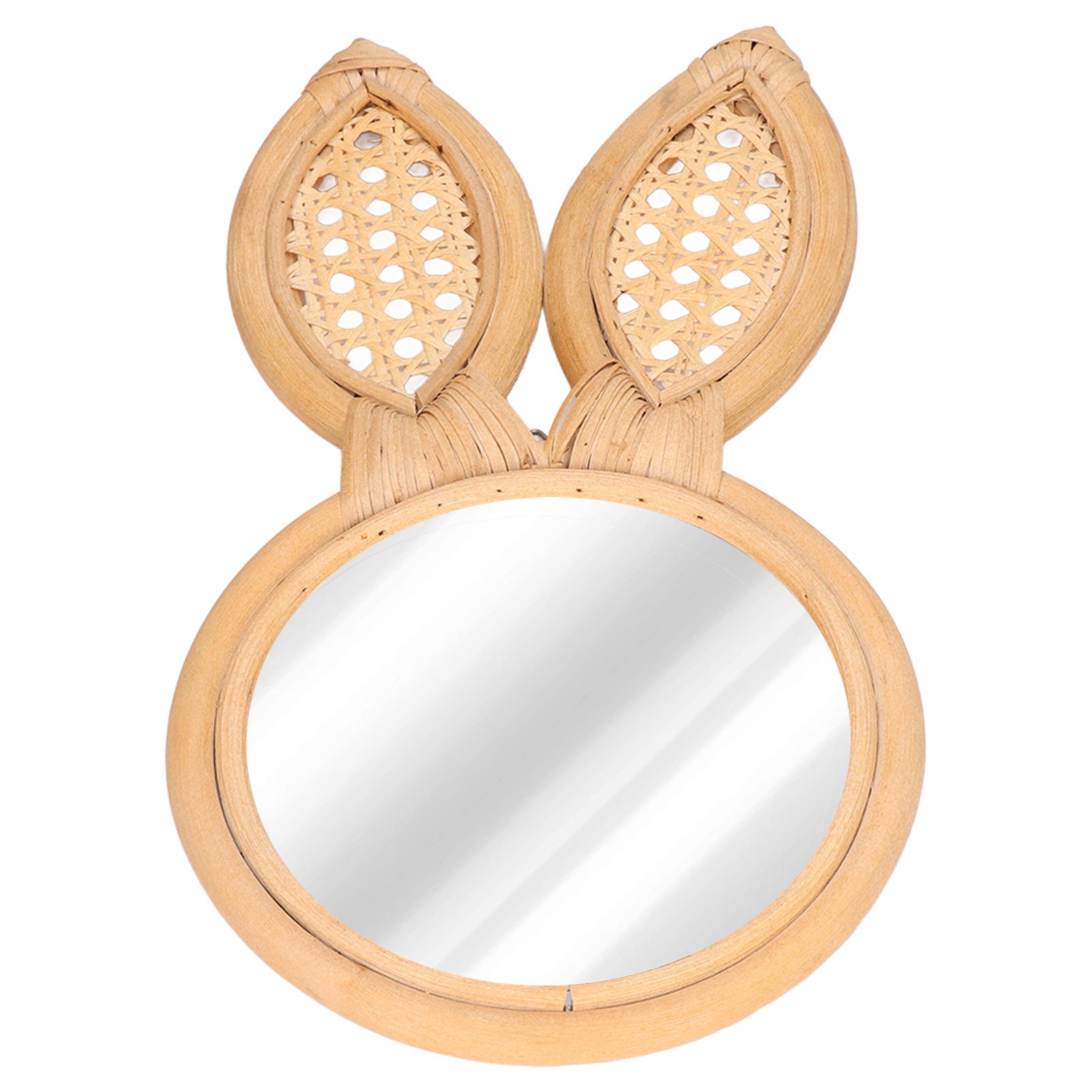 Decorative Mirror Cute Bunny Shape Exquisite Rattan Hanging Wall Mirror for view 7
